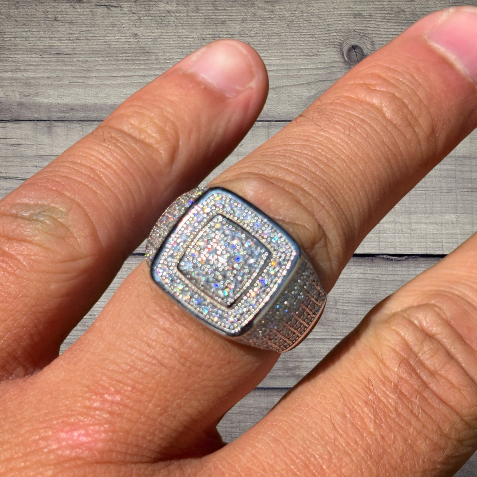 925 Sterling Silver Moissanite Square Ring