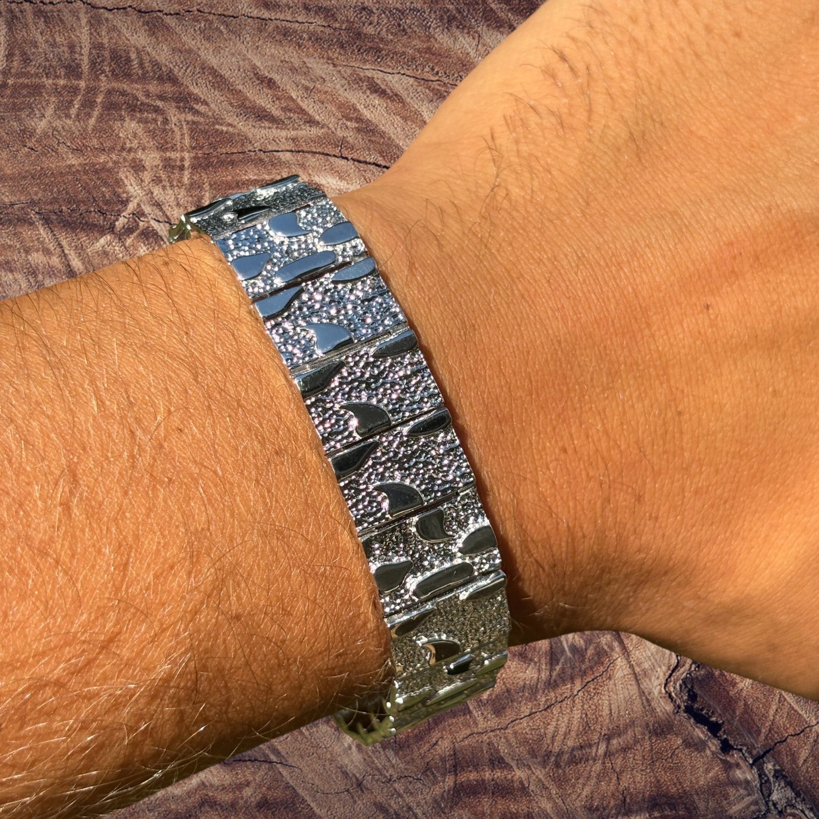 925 Sterling Silver 16mm Custom Nugget Link Bracelet