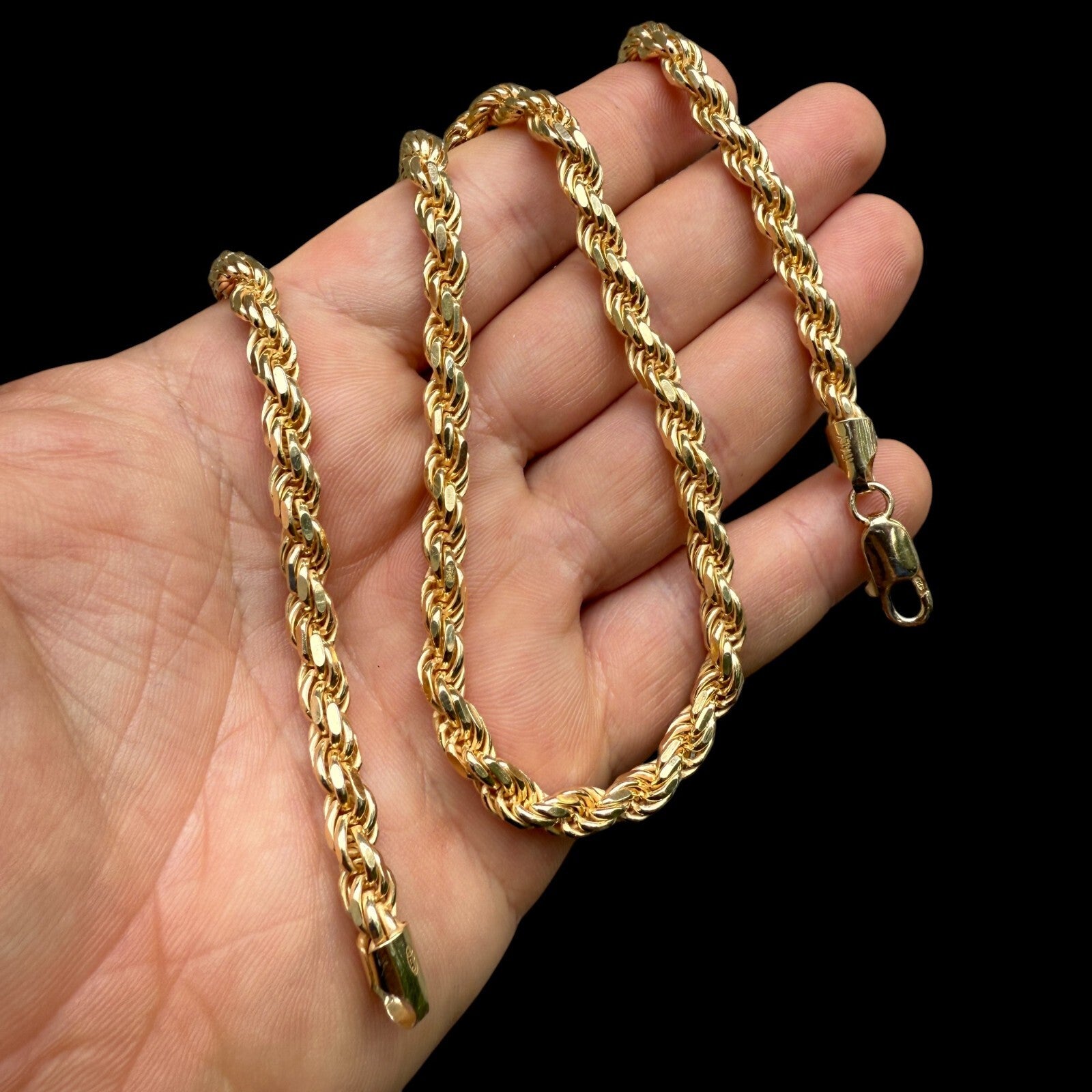 925 Sterling Silver 6mm Diamond Cut Rope Chain Necklace