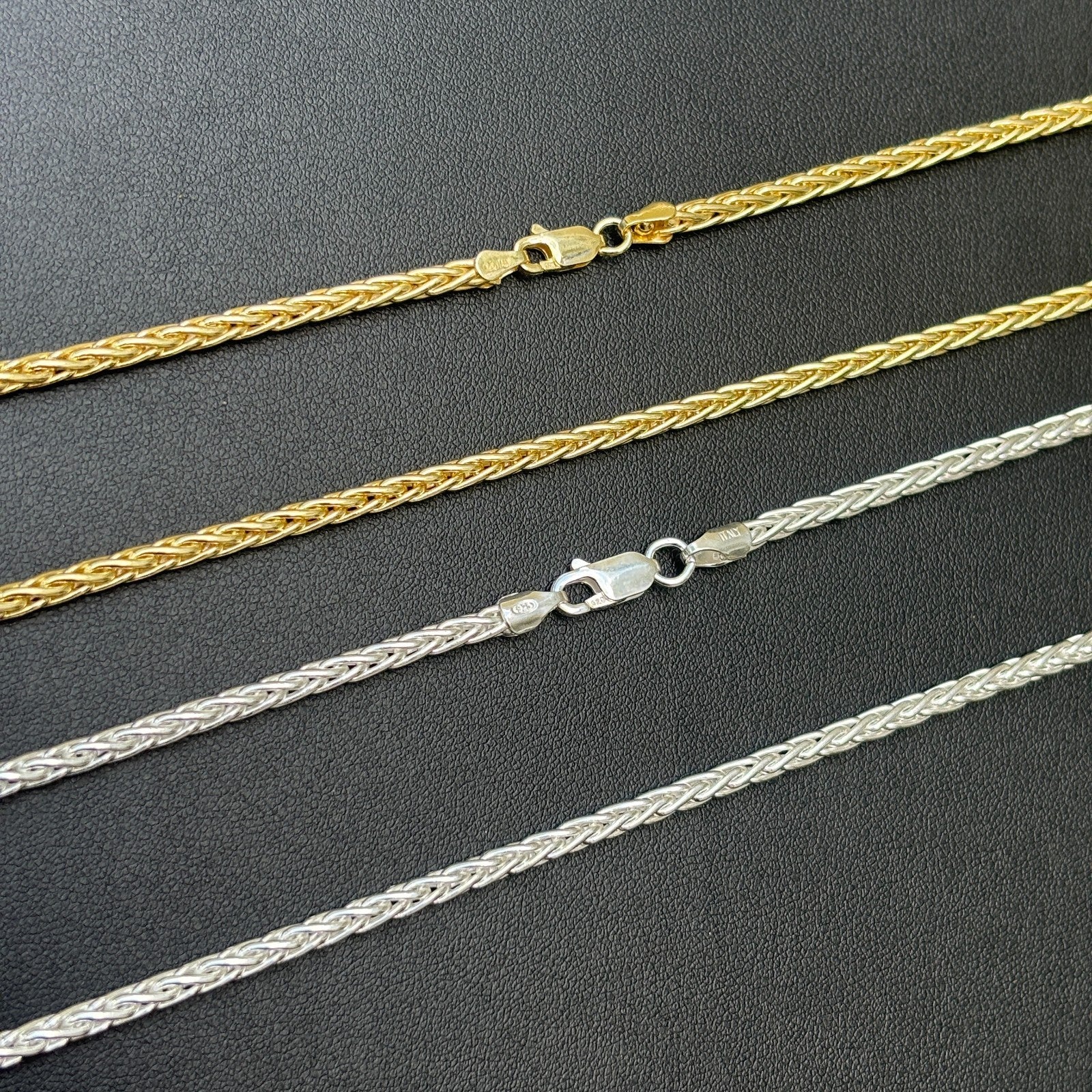 925 Sterling Silver 3mm Wheat Chain Necklace - ITALIA Chains