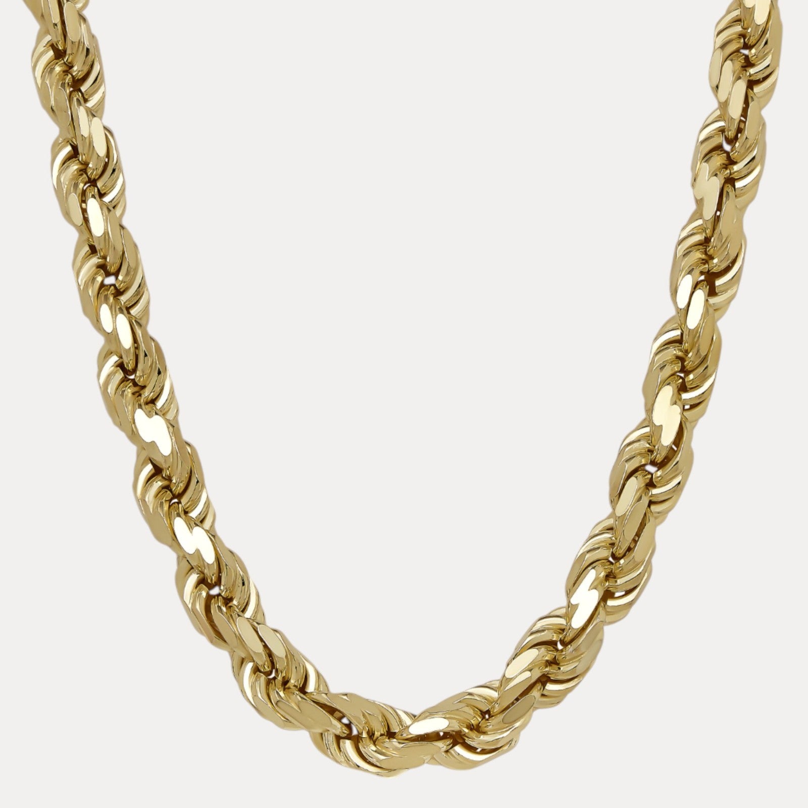 925 Sterling Silver 14mm Diamond Cut Rope Chain Necklace