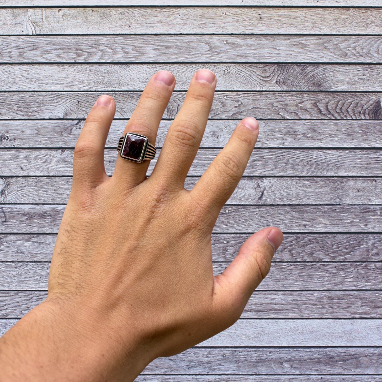 925 Sterling Silver Vintage Red Ruby Ring