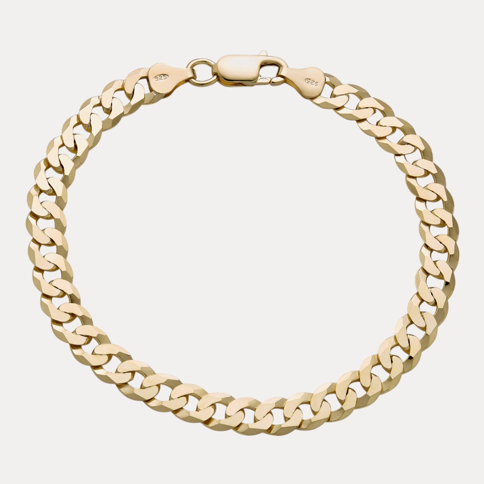 925 Sterling Silver 7mm Flat Curb Bracelet