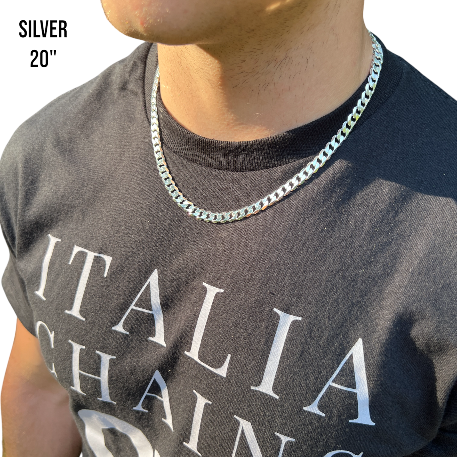 925 Sterling Silver 7mm Curb Chain Necklace