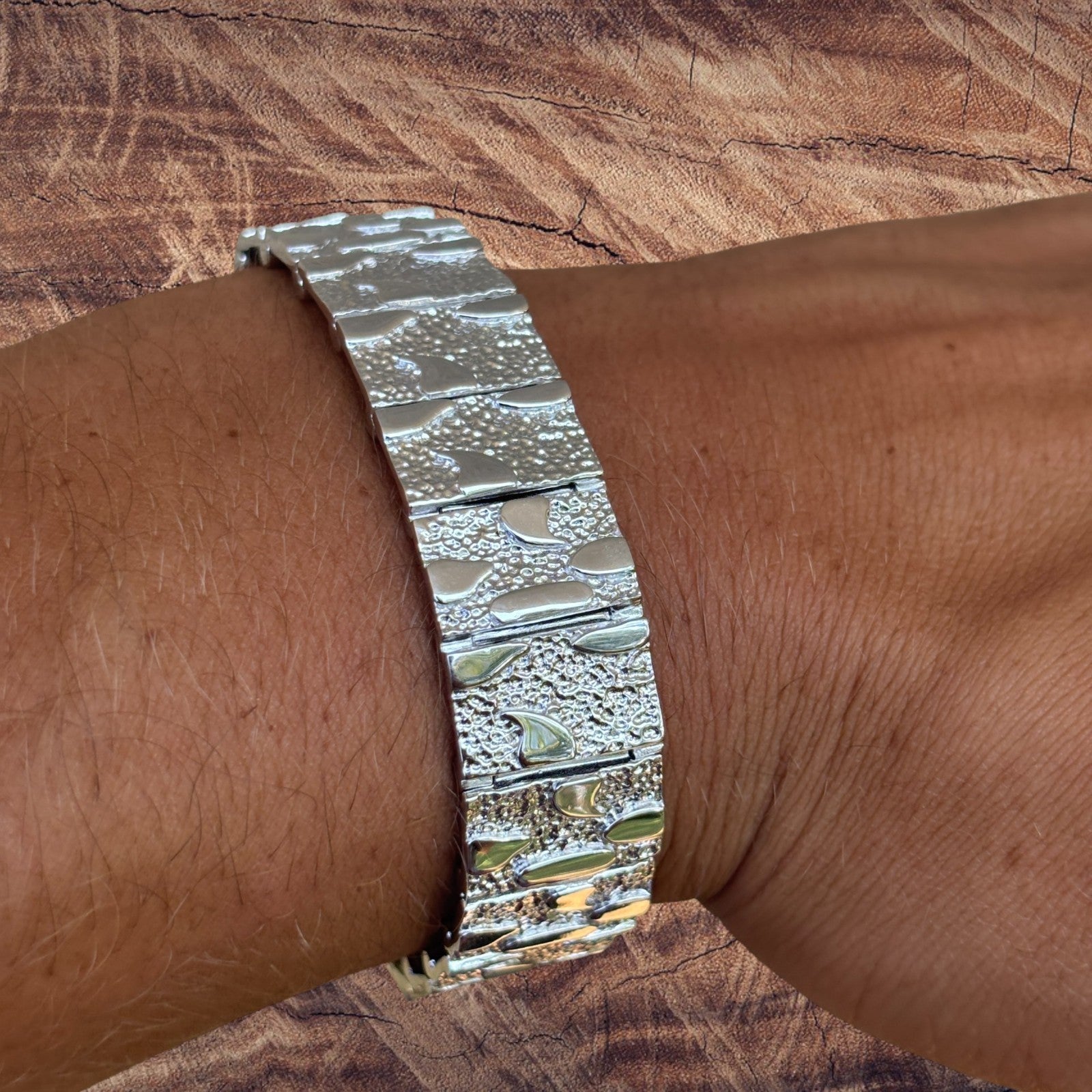 925 Sterling Silver 16mm Custom Nugget Link Bracelet