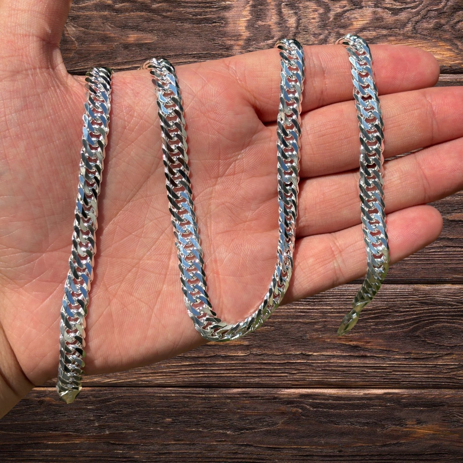 925 Sterling Silver 8mm Double Curb Chain Necklace