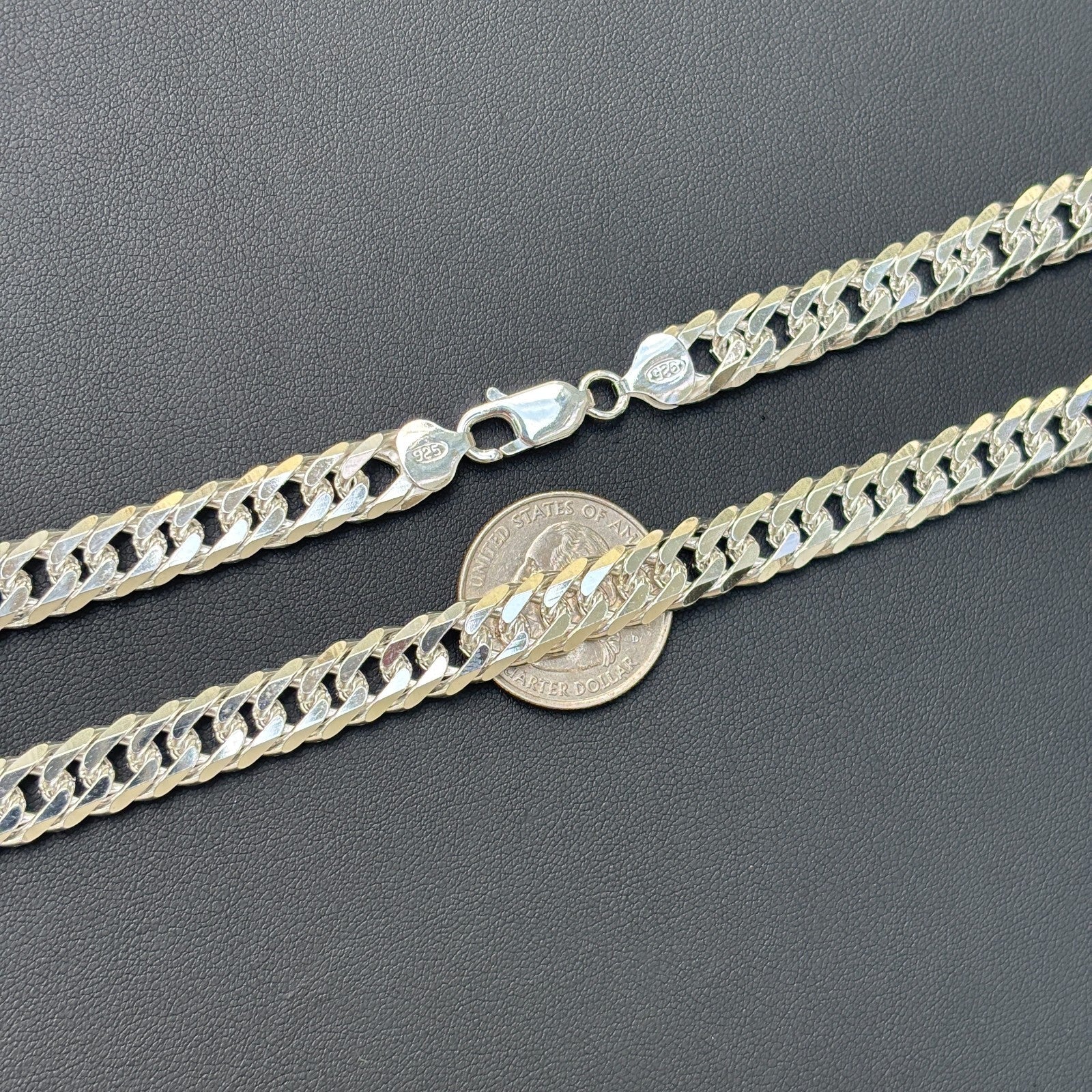 925 Sterling Silver 10mm Double Curb Chain Necklace
