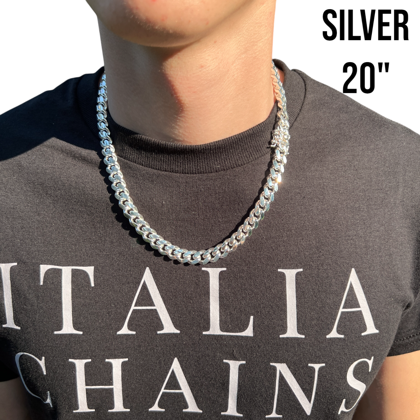 925 Sterling Silver 10mm Miami Cuban W. Box Clasp Chain Necklace