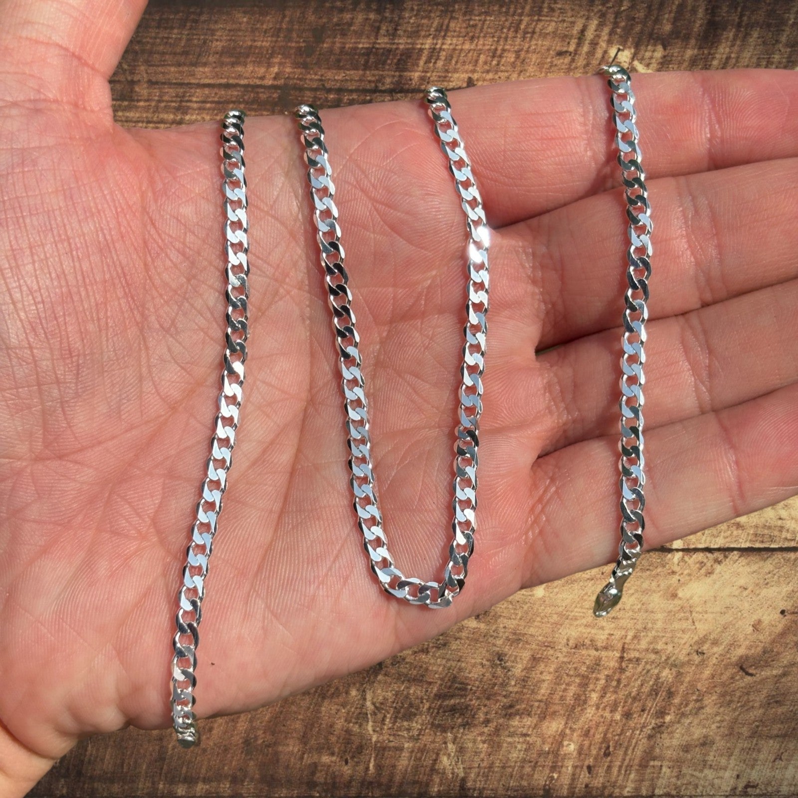 925 Sterling Silver 4mm Curb Chain Necklace