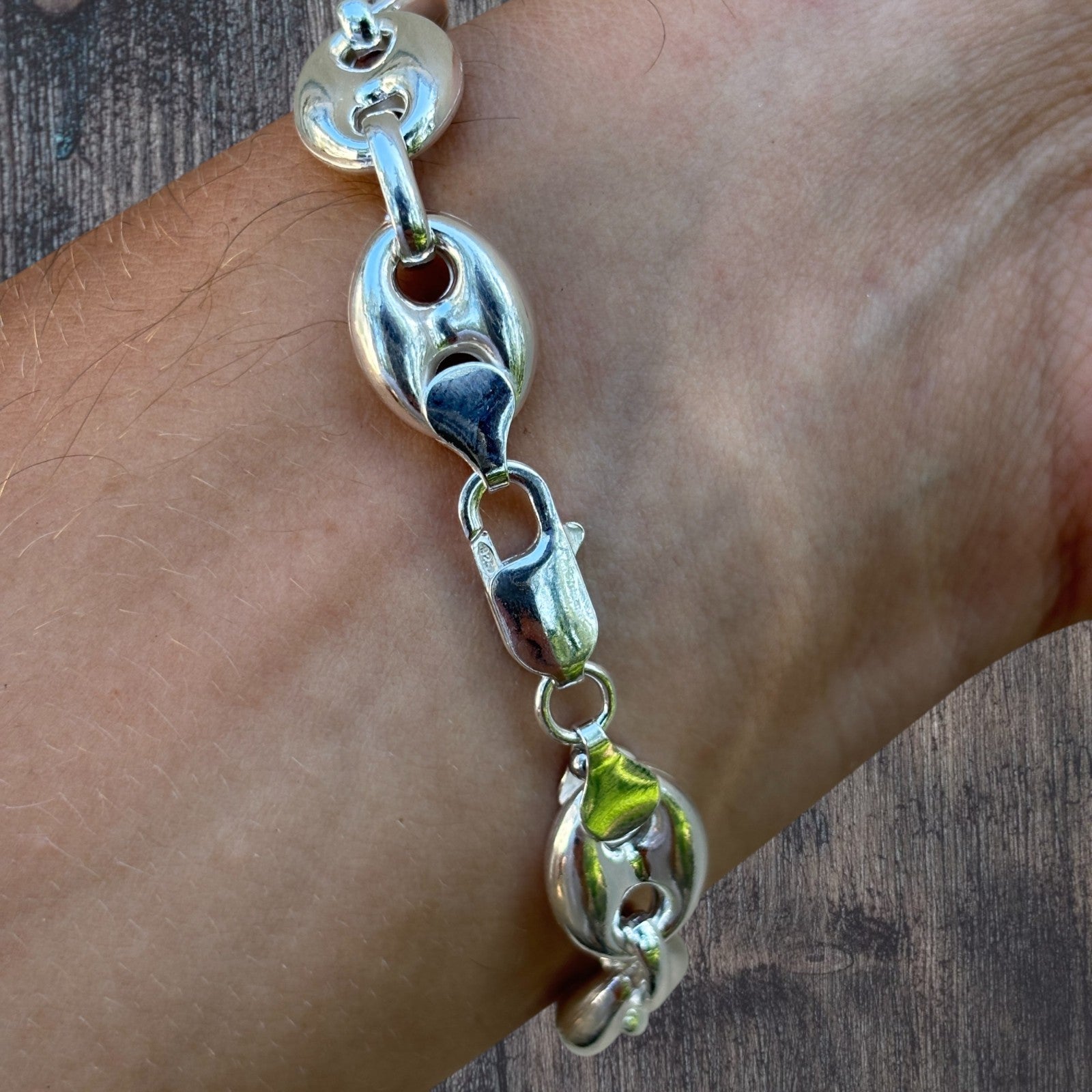 925 Sterling Silver 12mm Puffed Gucci Bracelet