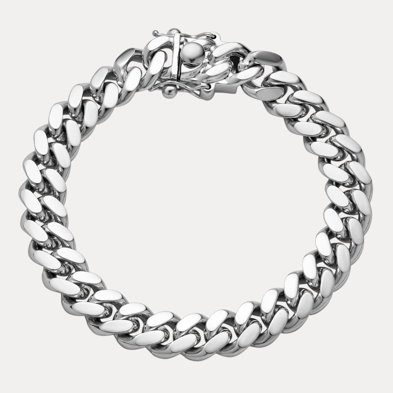 925 Sterling Silver 10mm Miami Cuban W. Box Clasp Bracelet