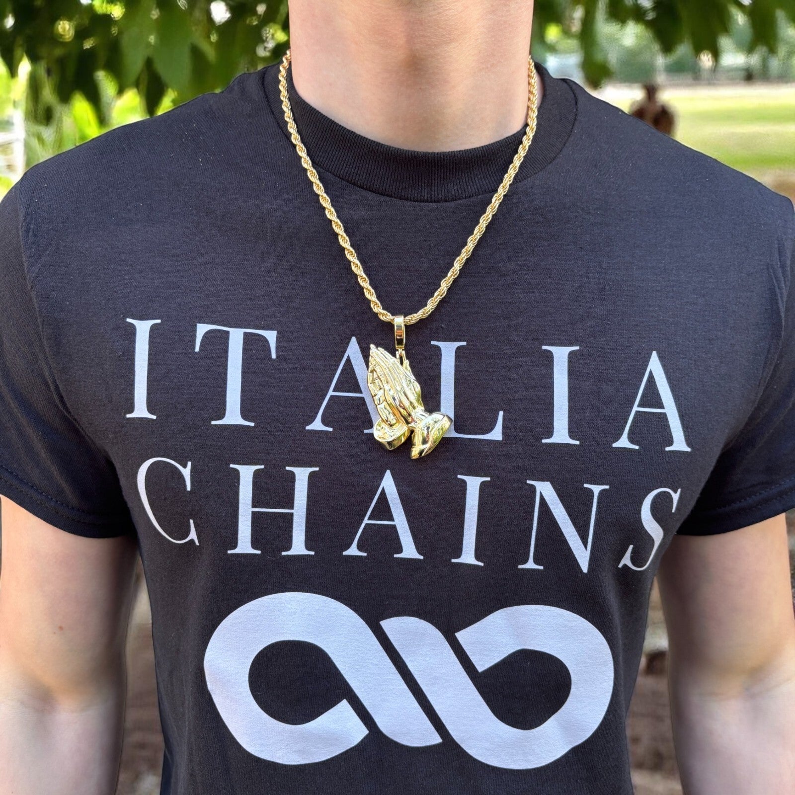 925 Sterling Silver Praying Hands Pendant - Large