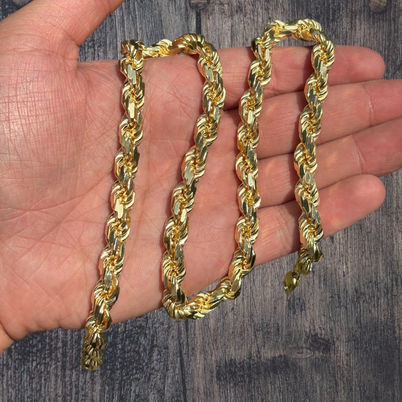 925 Sterling Silver 8mm Diamond Cut Rope Chain Necklace