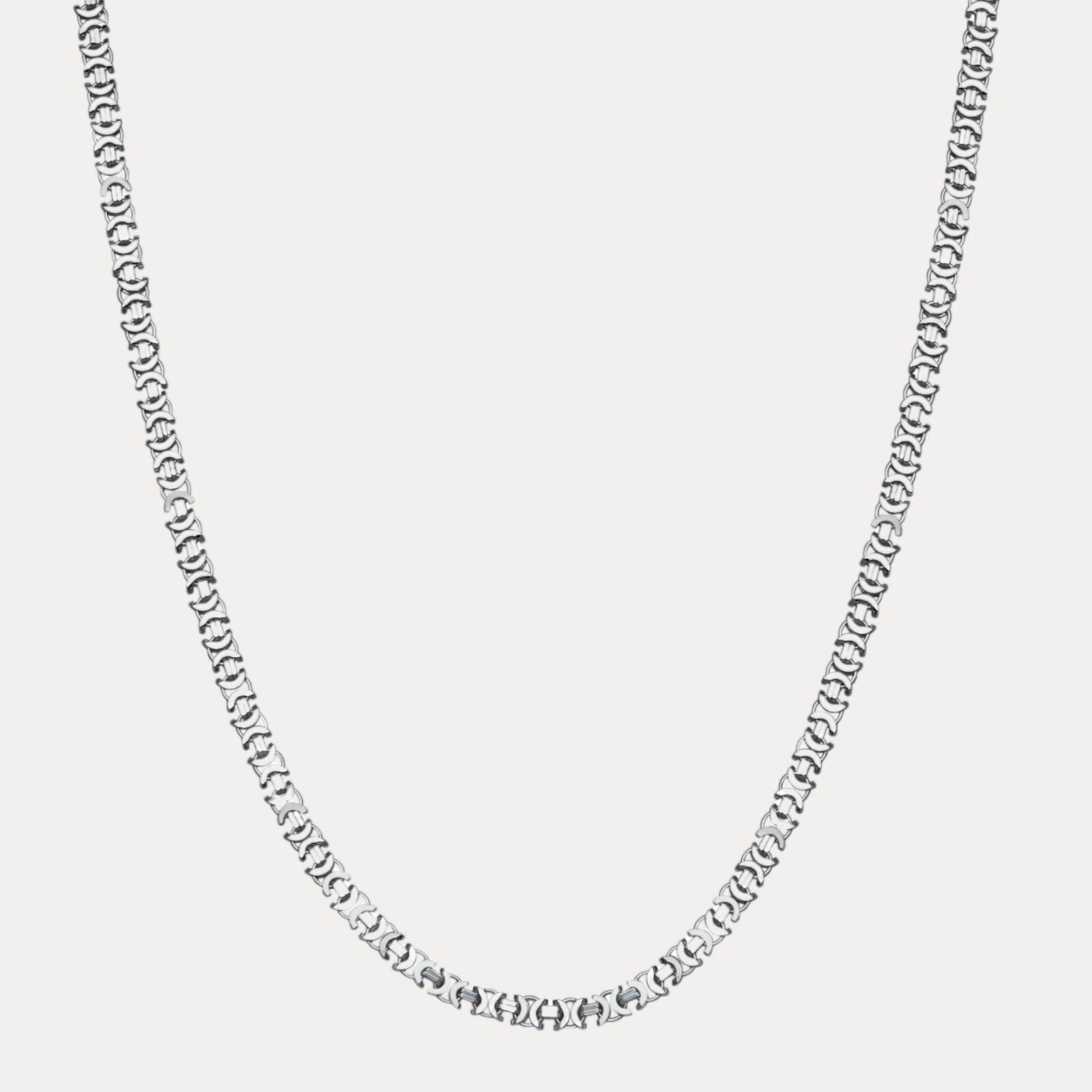 925 Sterling Silver 6mm Flat Byzantine Chain Necklace