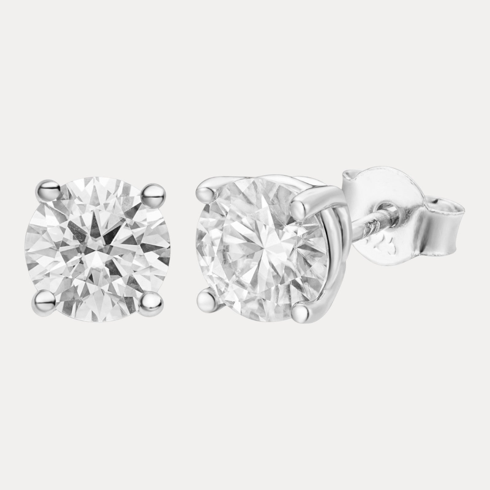 925 Sterling Silver 6.5mm Moissanite Earrings 2ct TW Studs