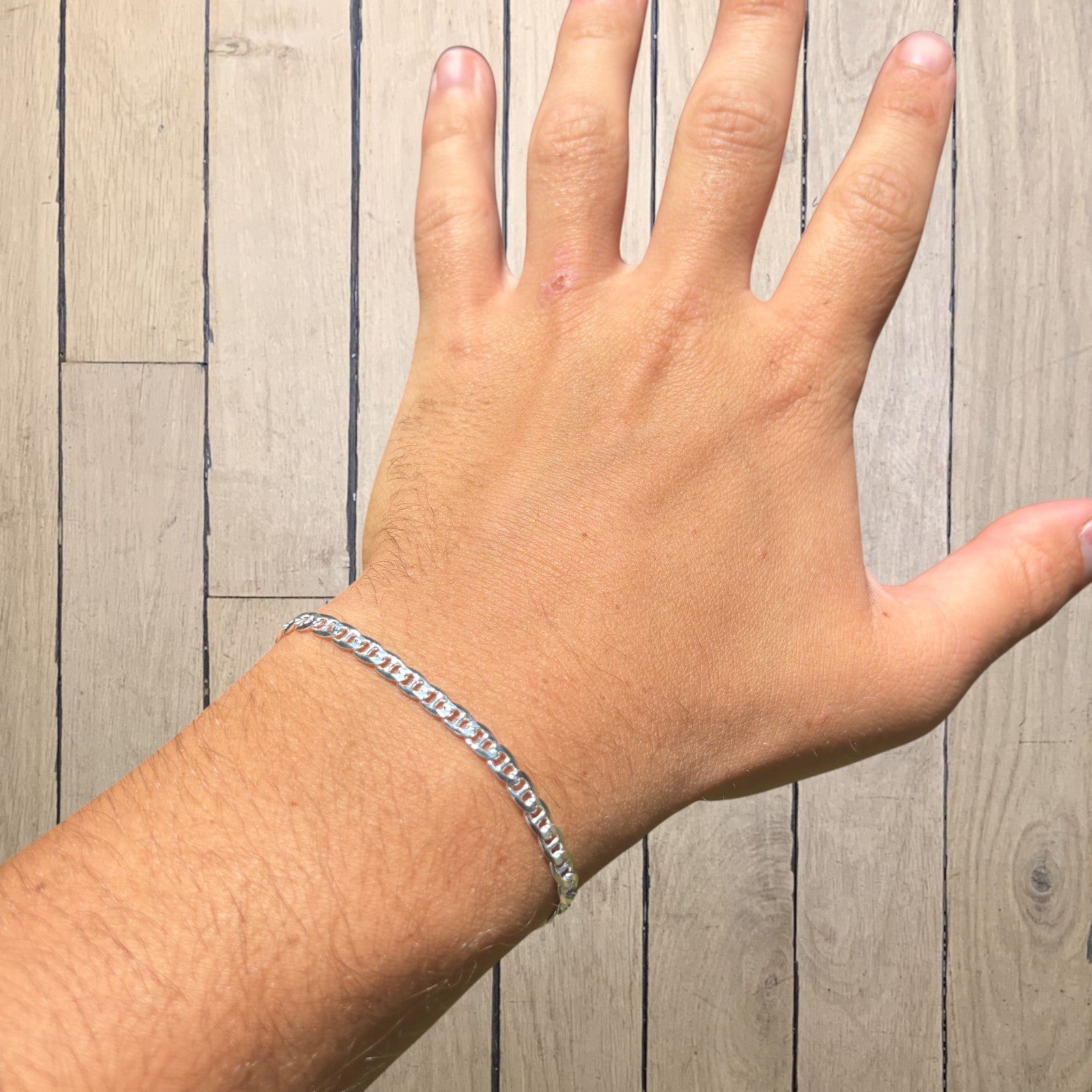 925 Sterling Silver 4mm Mariner Bracelet