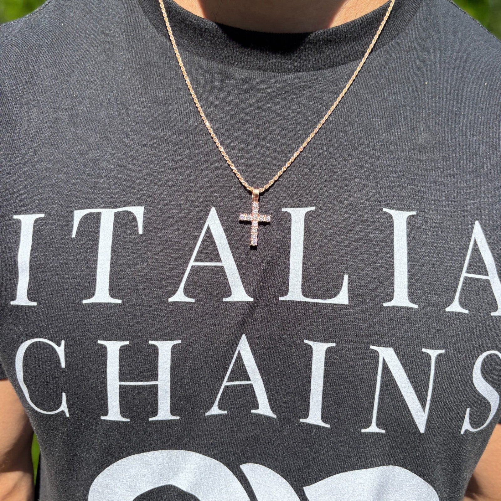 925 Sterling Silver Small Tennis Cross Pendant With Moissanite - Small