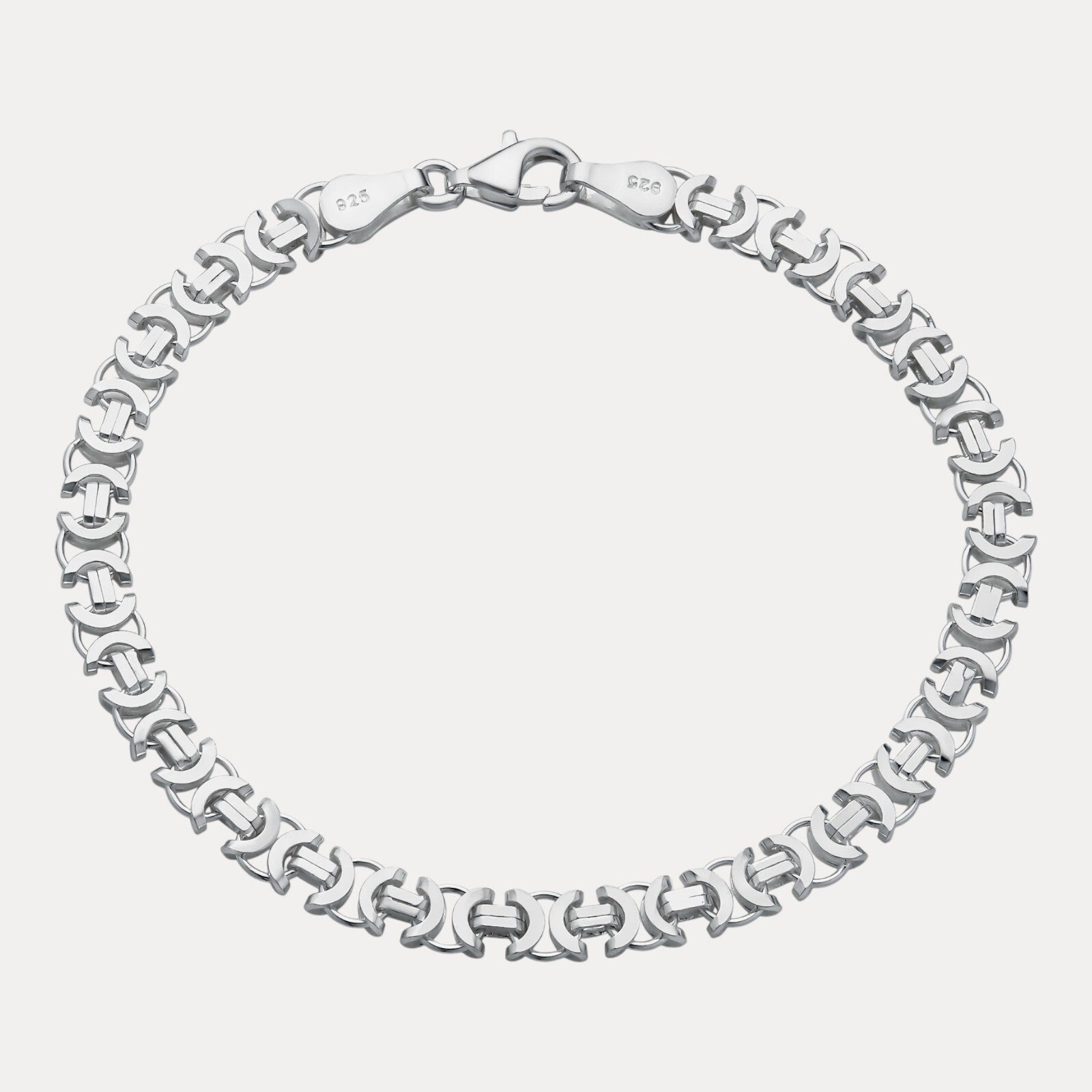925 Sterling Silver 5mm Flat Byzantine Bracelet
