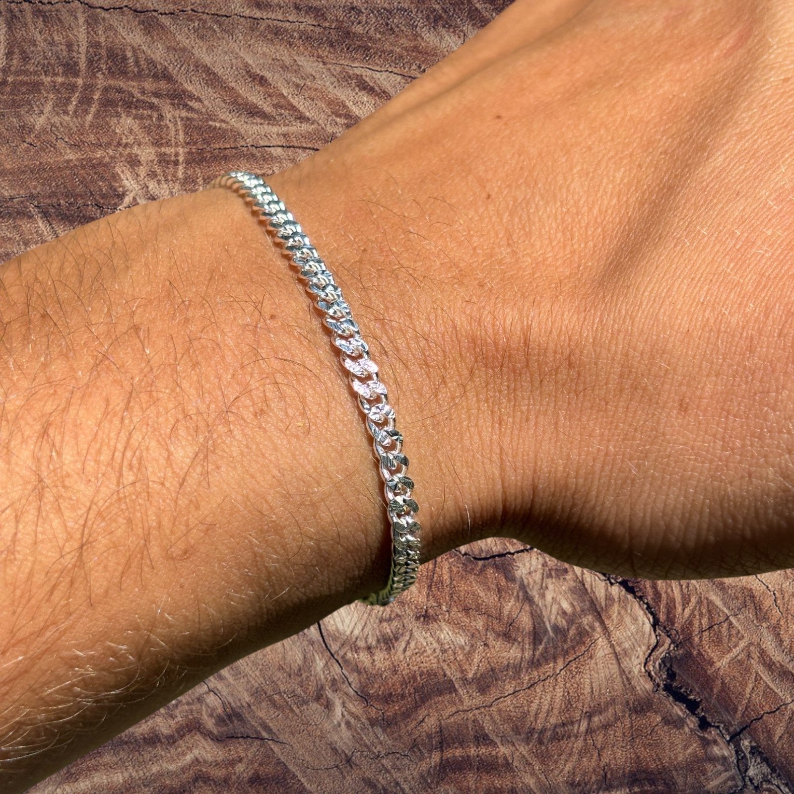925 Sterling Silver 3mm Diamond Cut Miami Cuban Bracelet