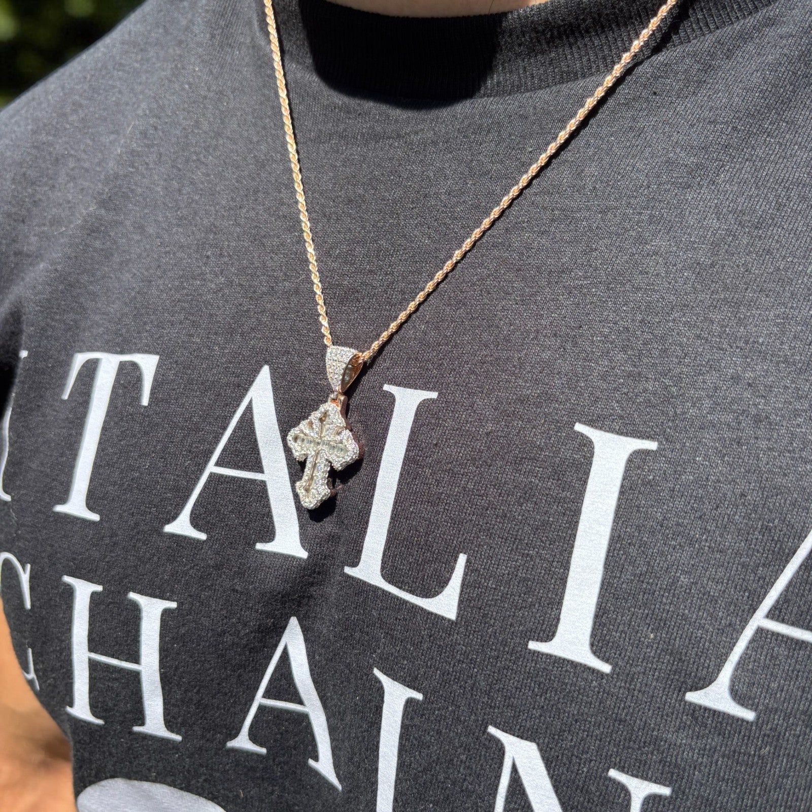 925 Sterling Silver Gothic Cross With Moissanite - Small