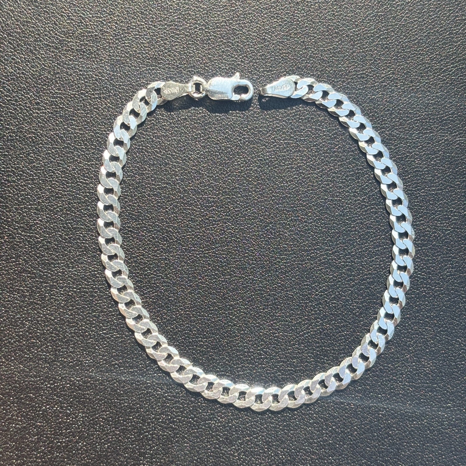 925 Sterling Silver 4mm Flat Curb Bracelet