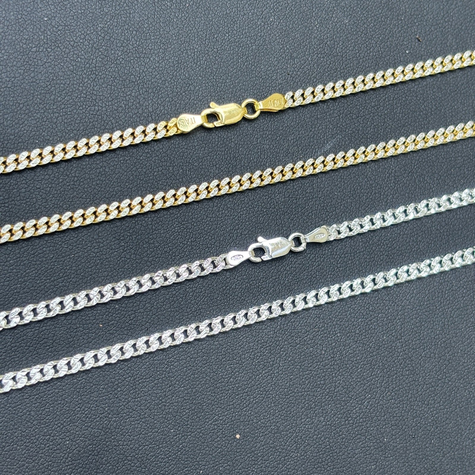 925 Sterling Silver 3mm Diamond Cut Miami Cuban Chain Necklace