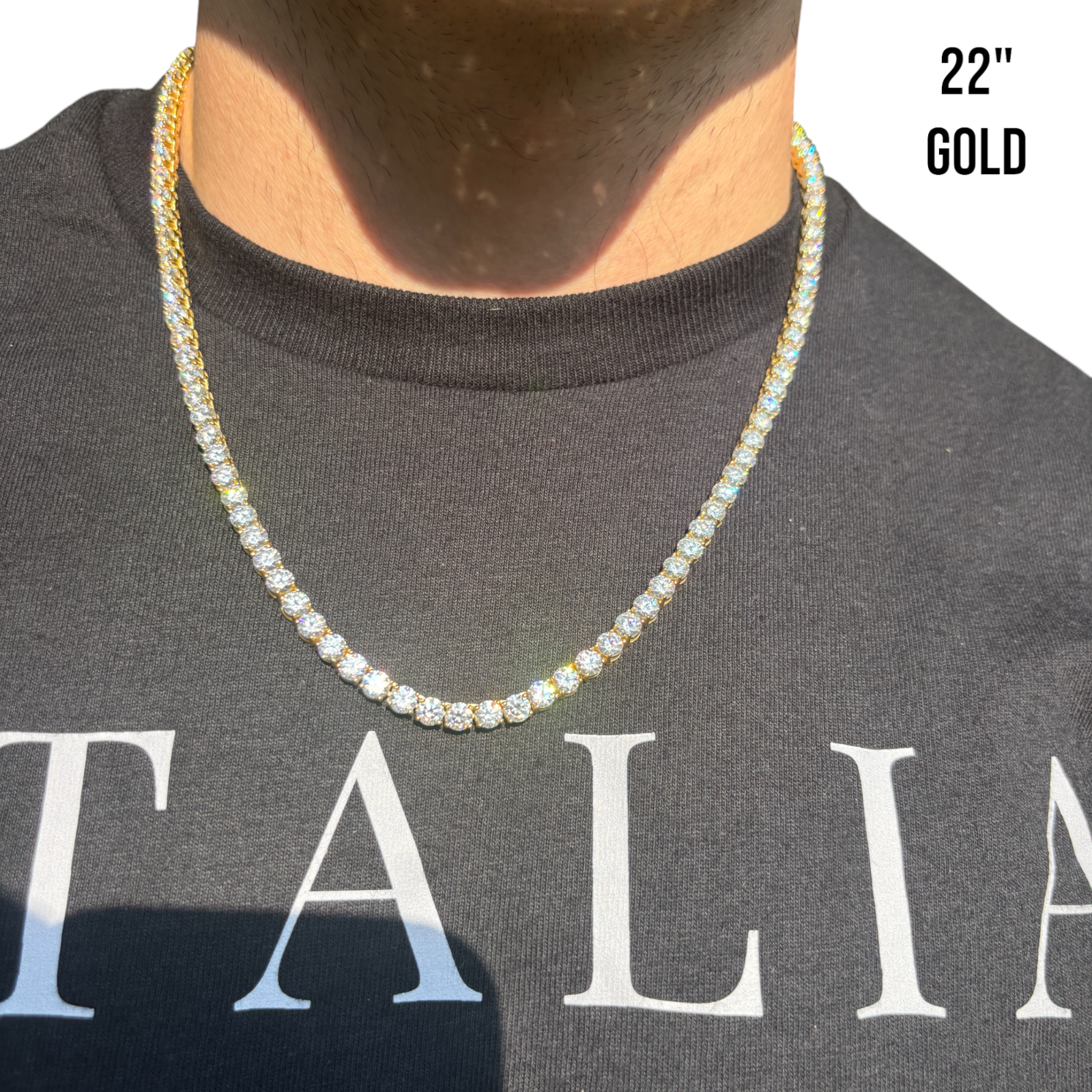 925 Sterling Silver 5mm Tennis Chain Necklace - CZ Or Moissanite