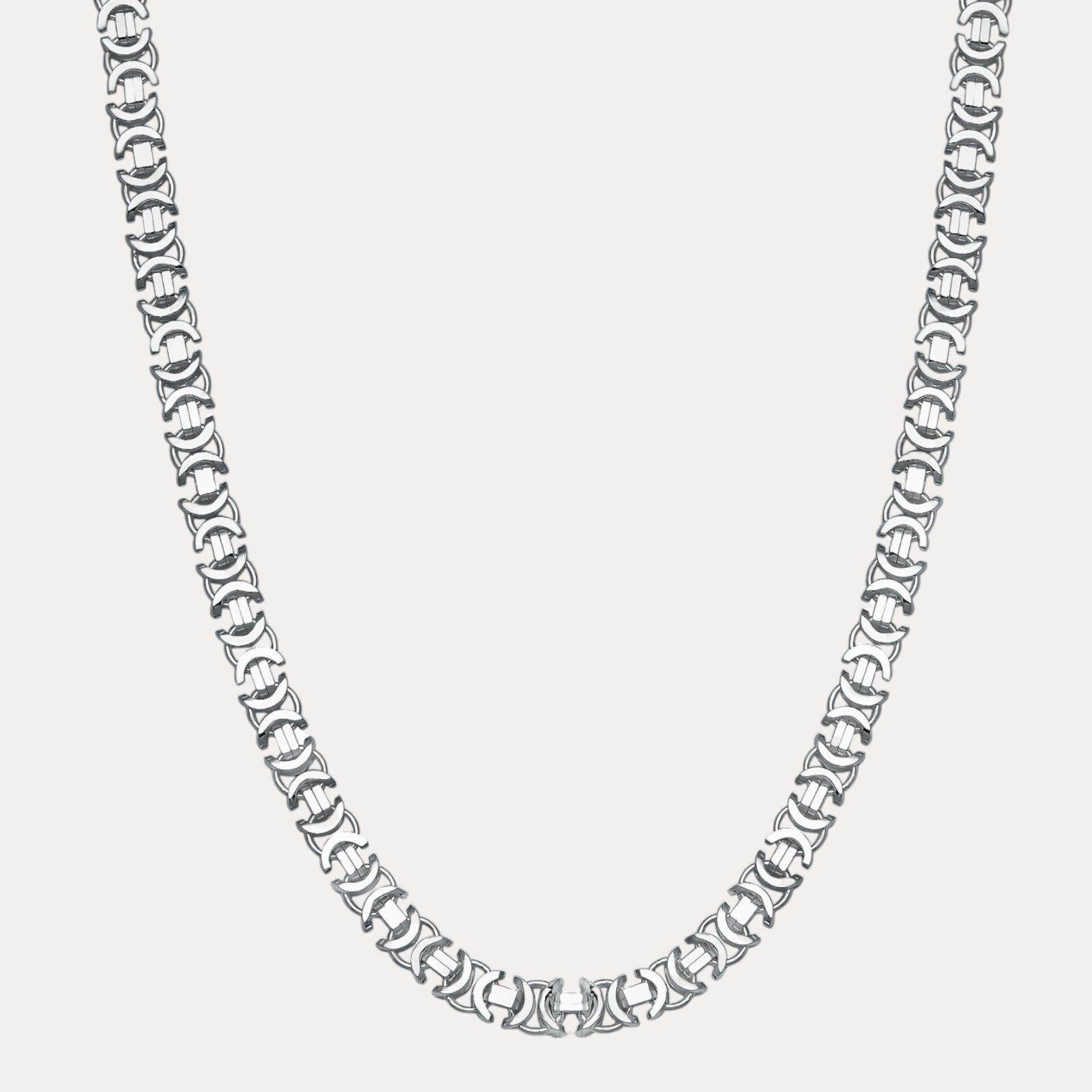 925 Sterling Silver 10mm Flat Byzantine Chain Necklace