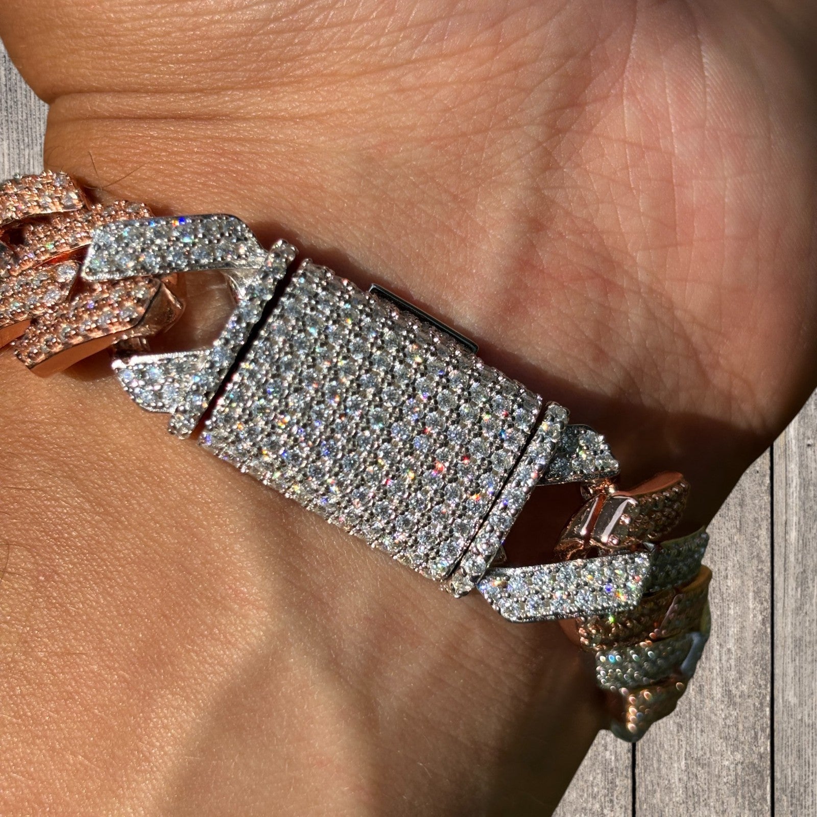 925 Sterling Silver 16mm Moissanite Cuban Prong Bracelet