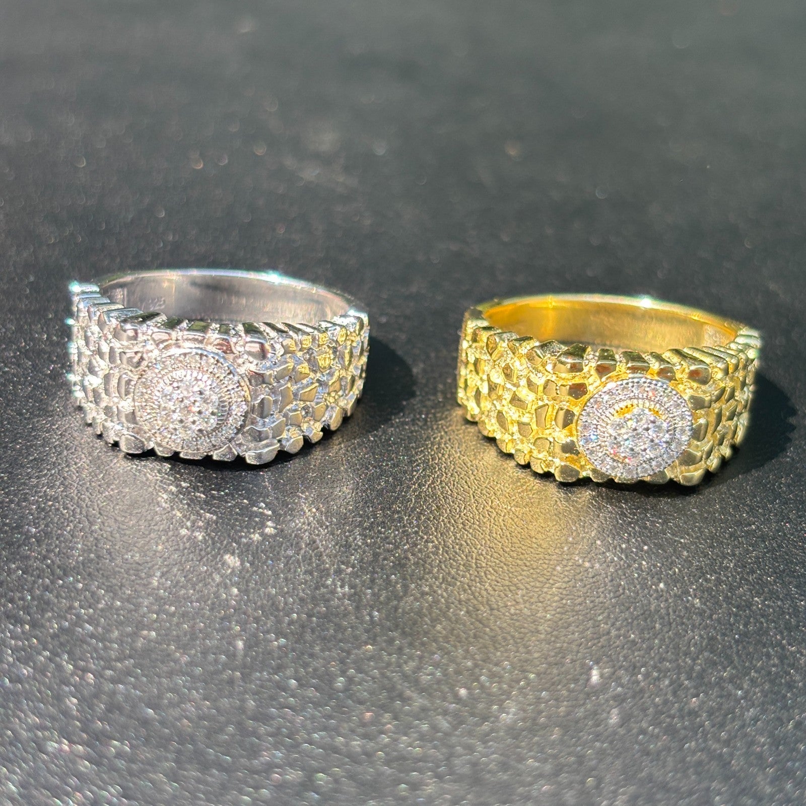925 Sterling Silver Nugget Crown Ring With Moissanite