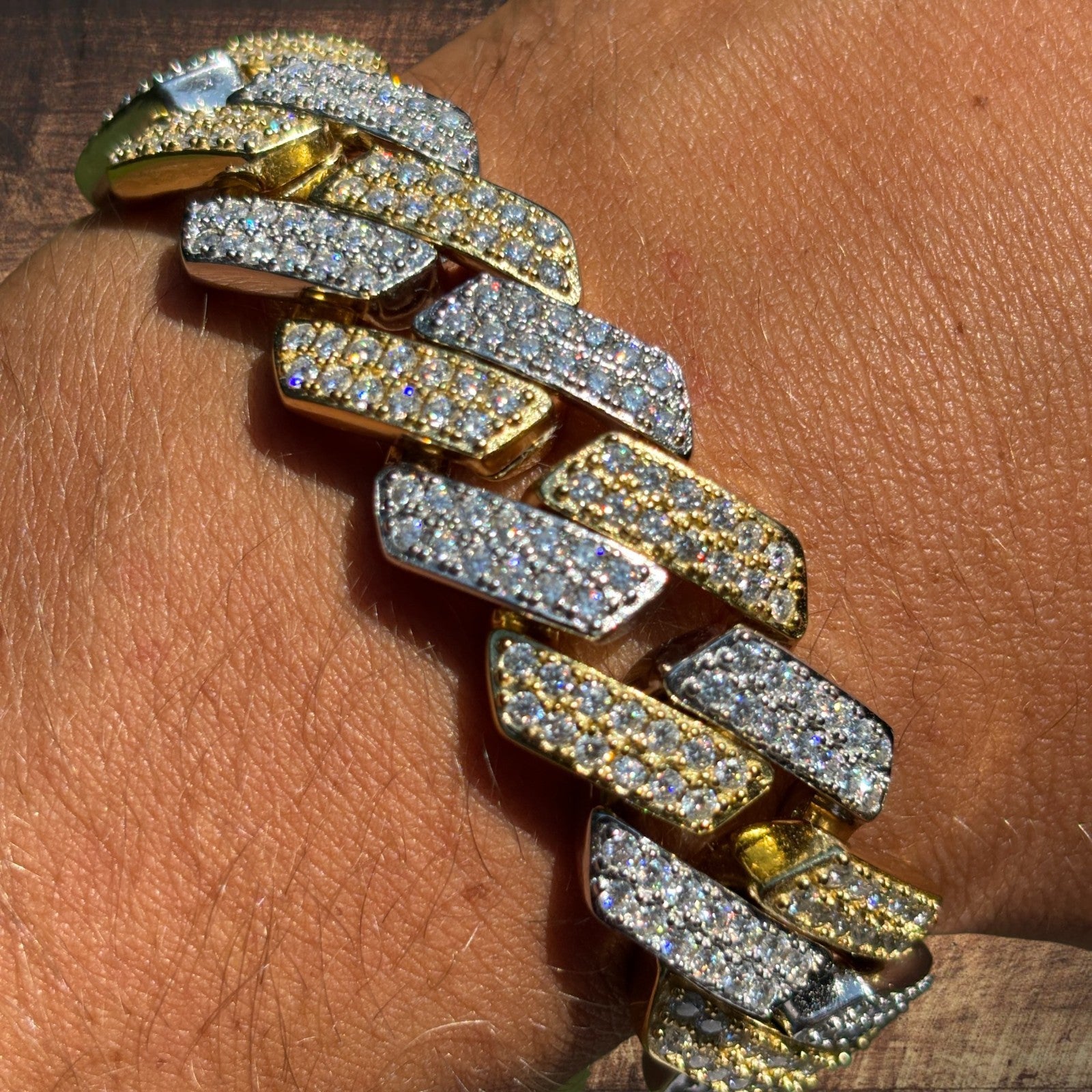 925 Sterling Silver 20mm Moissanite Cuban Prong Bracelet