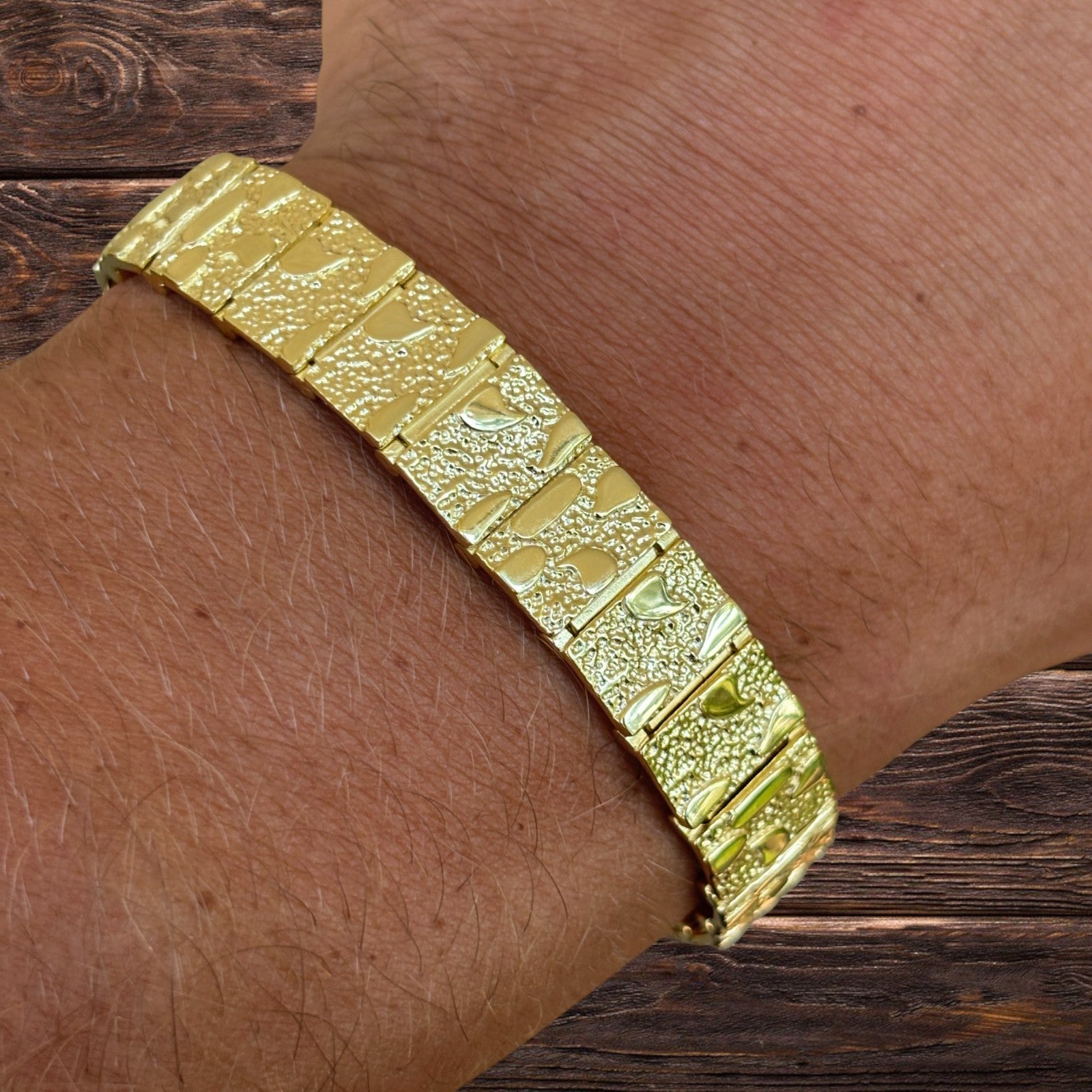 925 Sterling Silver 12mm Custom Nugget Link Bracelet