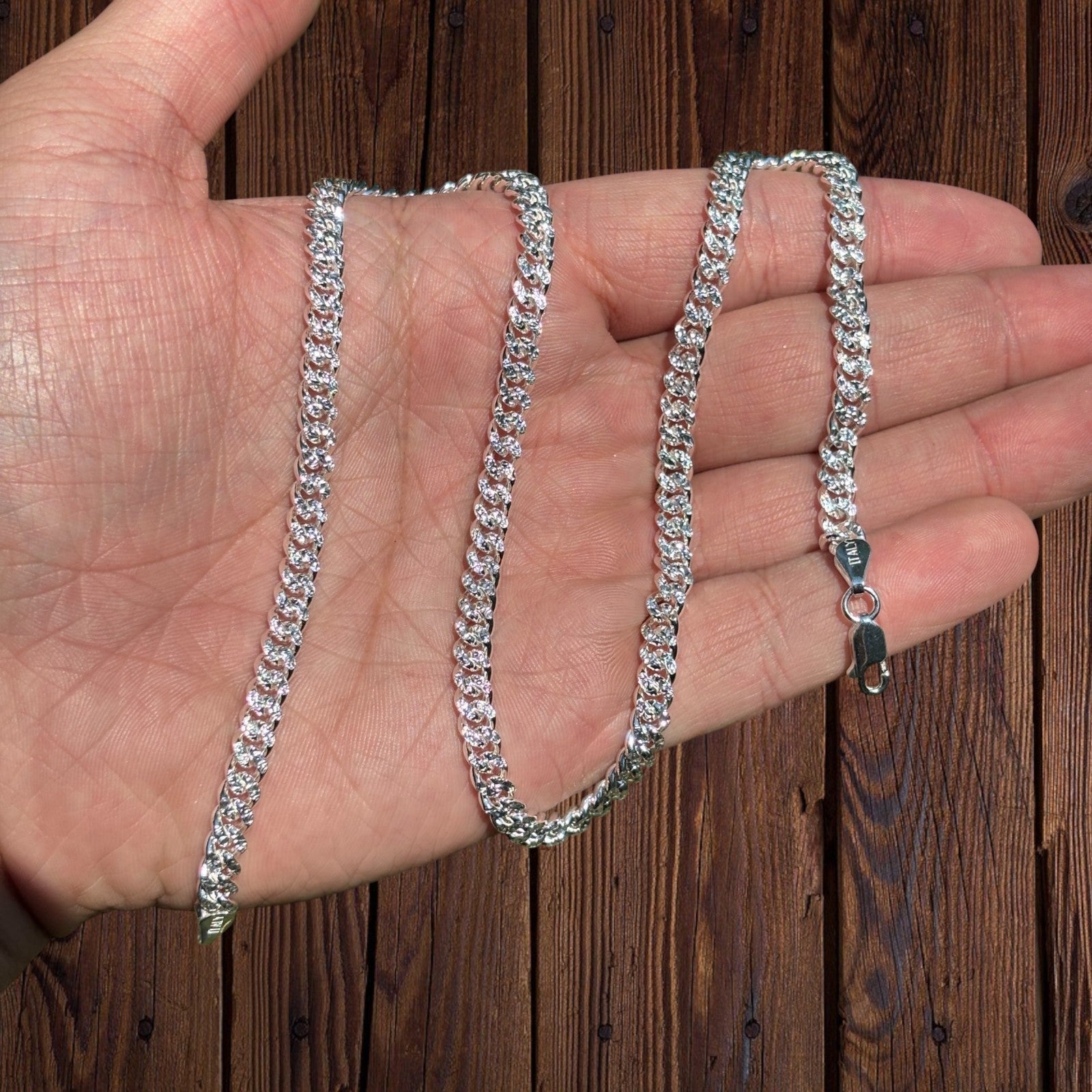 925 Sterling Silver 5mm Diamond Cut Miami Cuban Chain Necklace