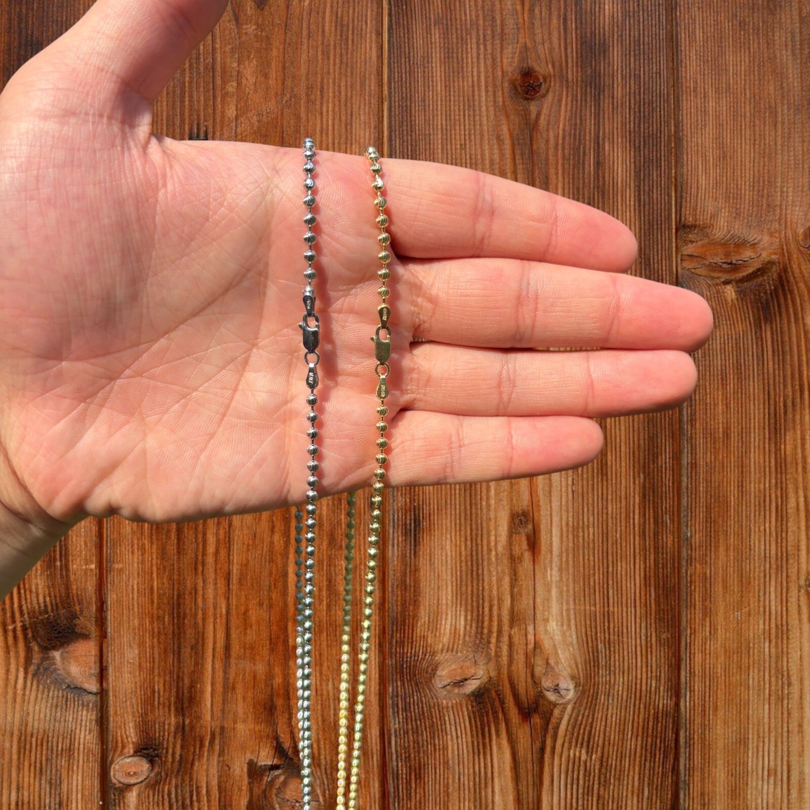 925 Sterling Silver 3mm Bead Chain Necklace