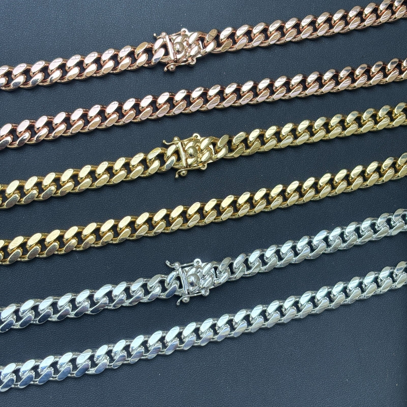 925 Sterling Silver 10mm Miami Cuban W. Box Clasp Chain Necklace