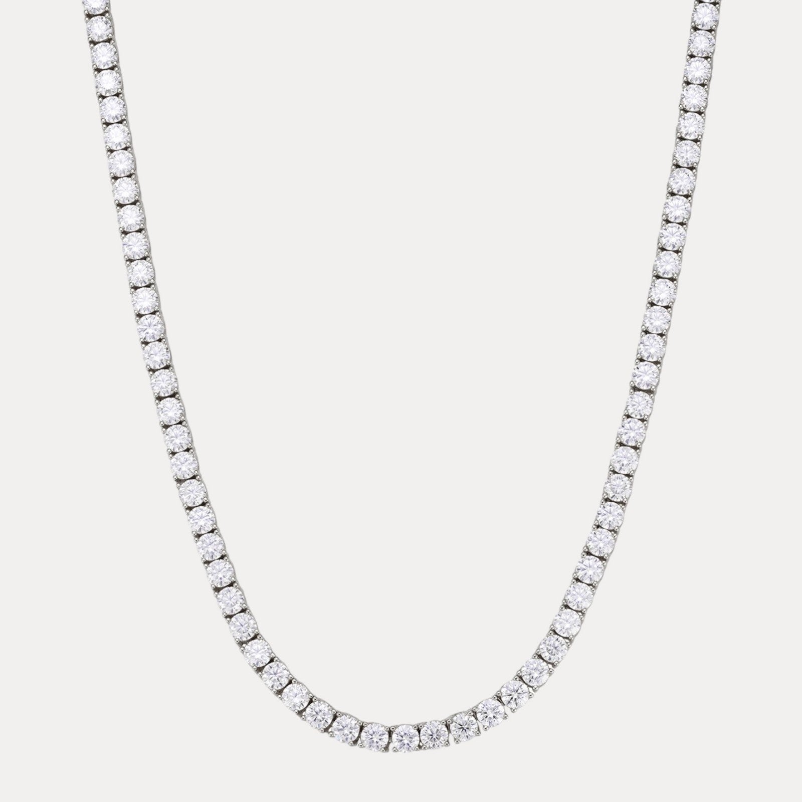 925 Sterling Silver 3mm Tennis Chain Necklace - CZ Or Moissanite