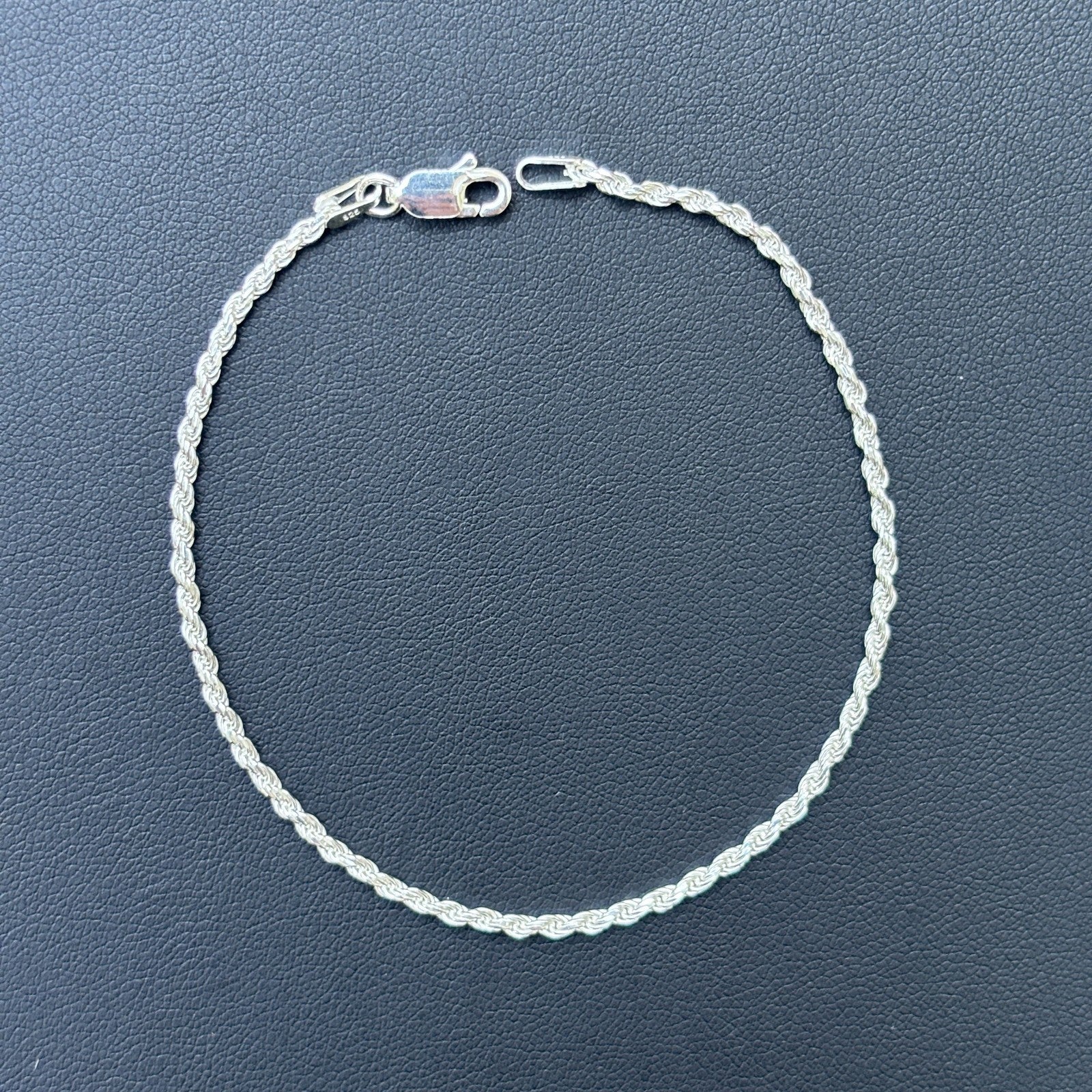 925 Sterling Silver 2mm Diamond Cut Rope Bracelet