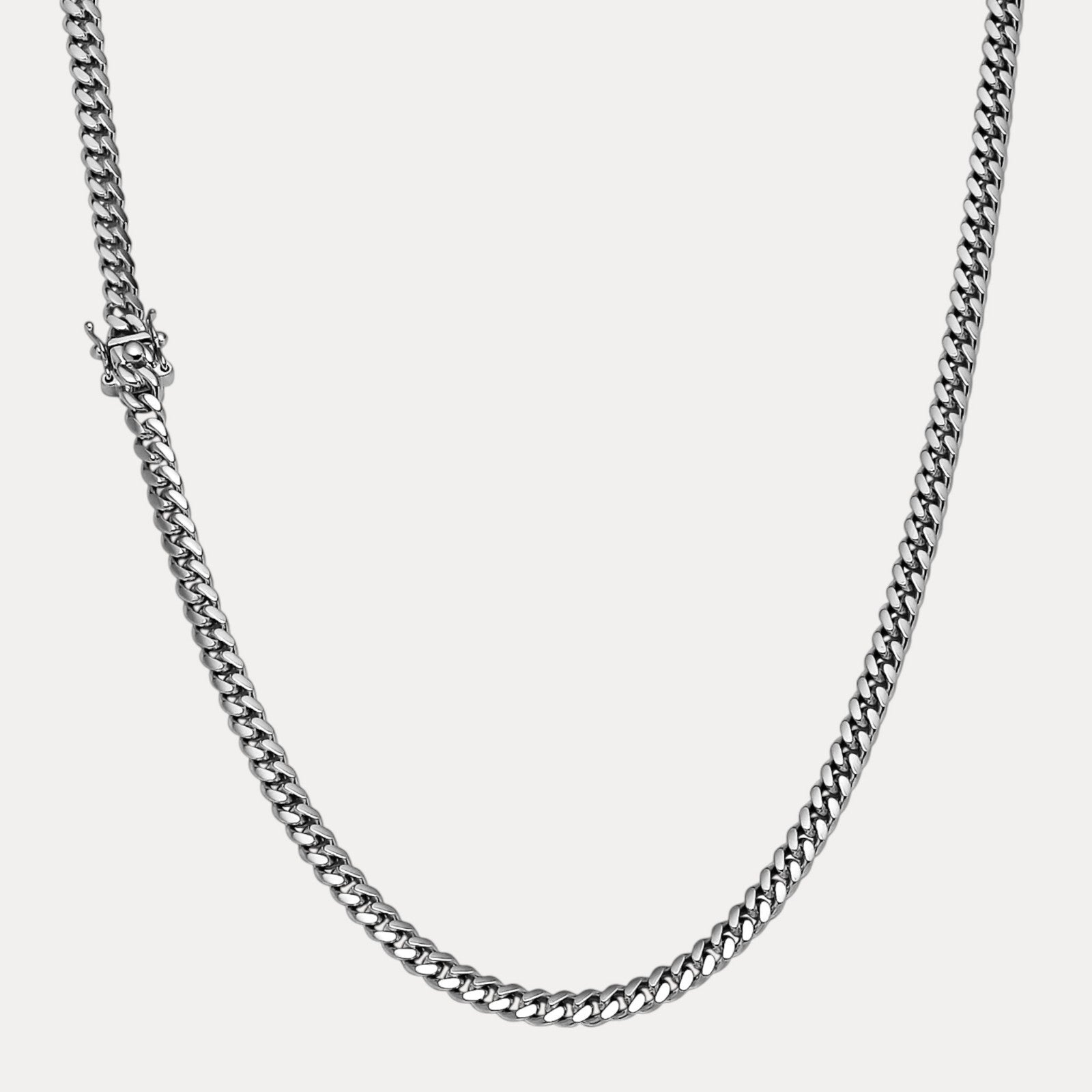 925 Sterling Silver 5mm Miami Cuban W. Box Clasp Chain Necklace