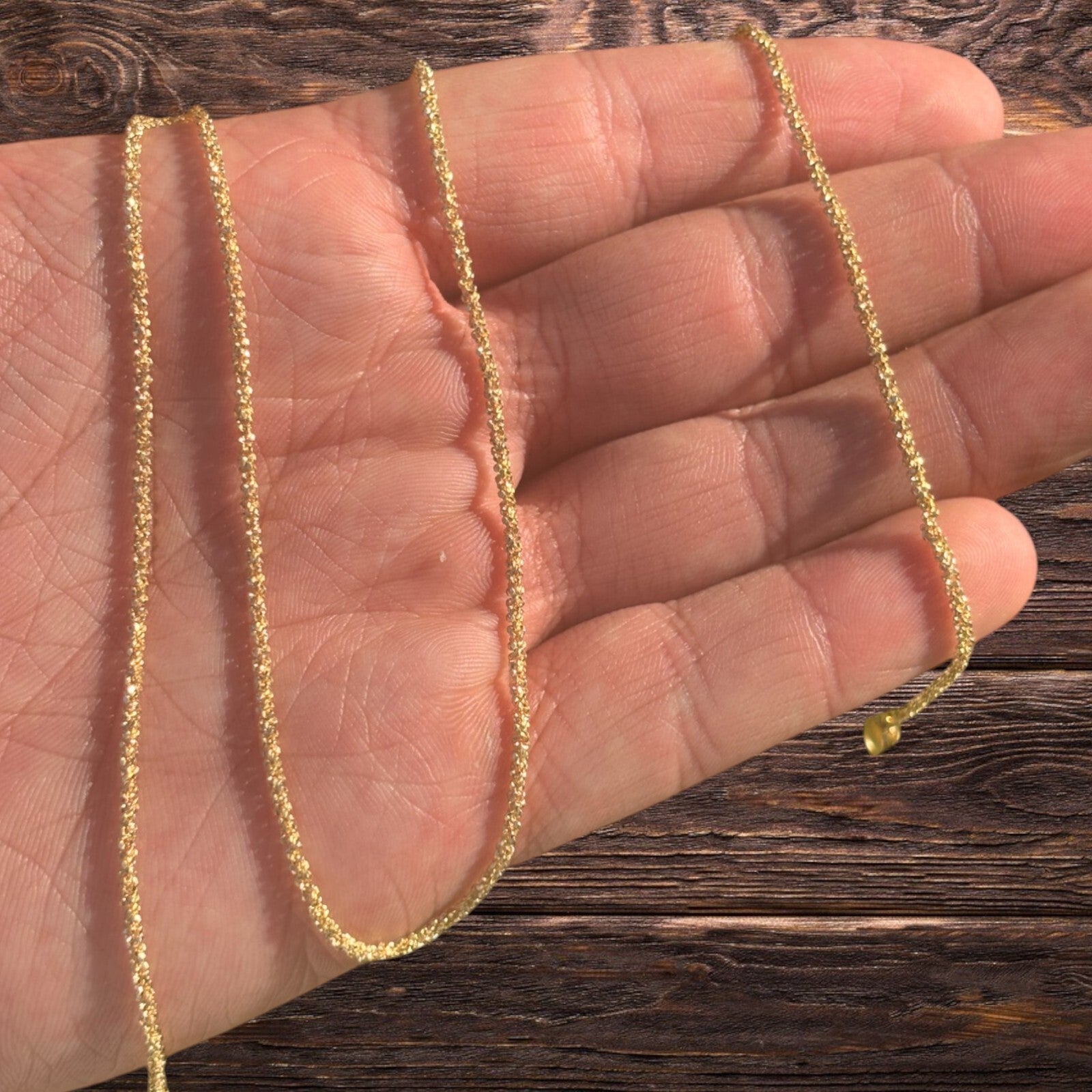 925 Sterling Silver 2mm Sparkle Rock Chain Necklace