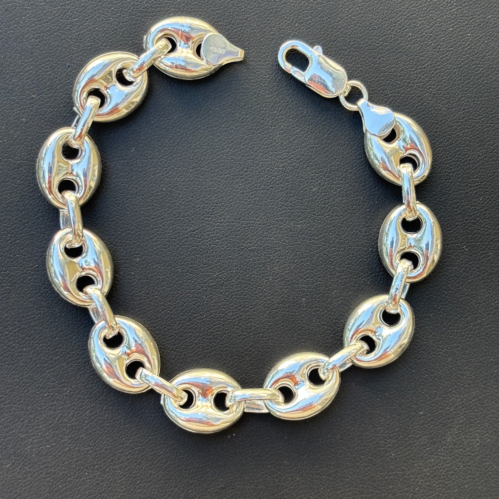 925 Sterling Silver 12mm Puffed Gucci Bracelet