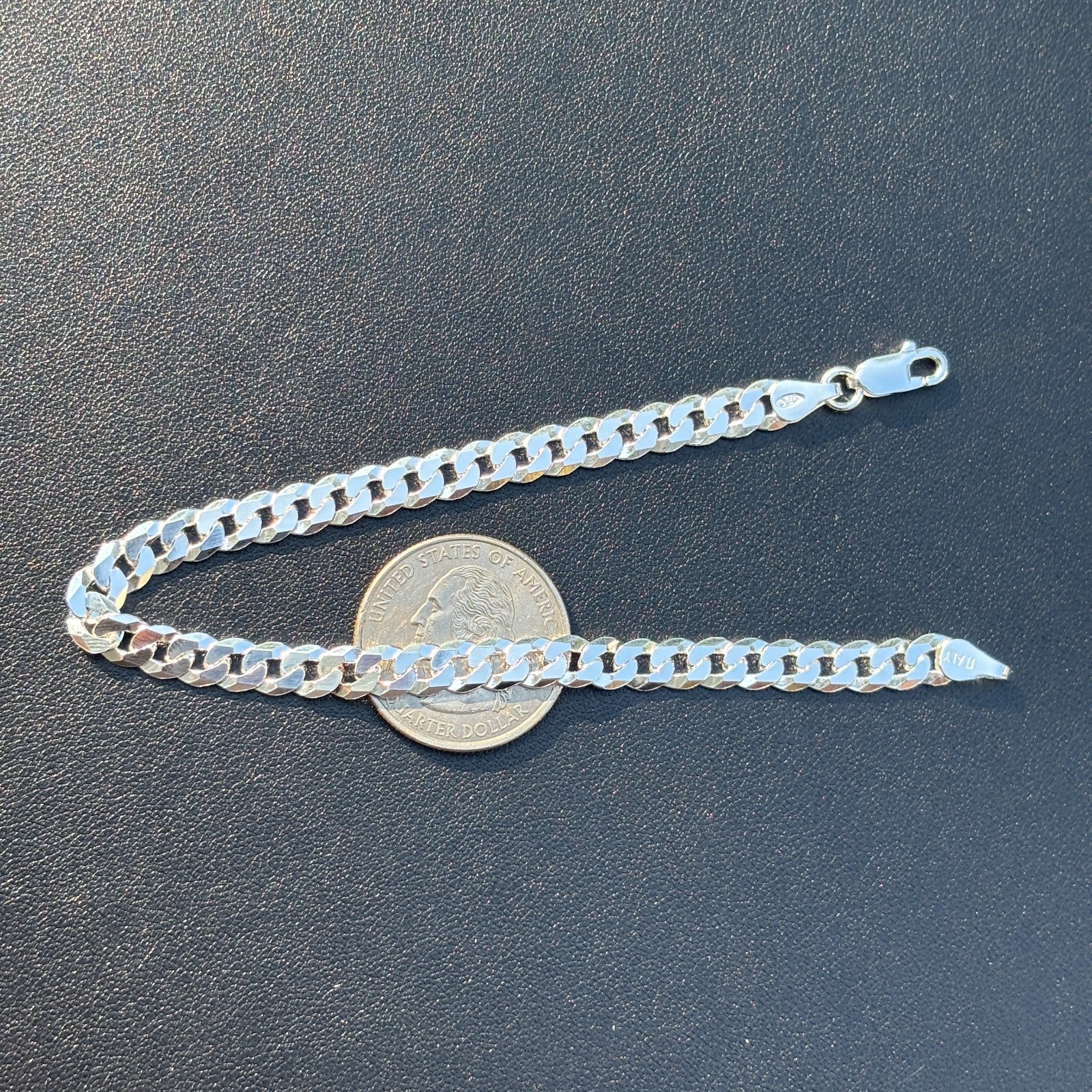 925 Sterling Silver 6mm Flat Curb Bracelet