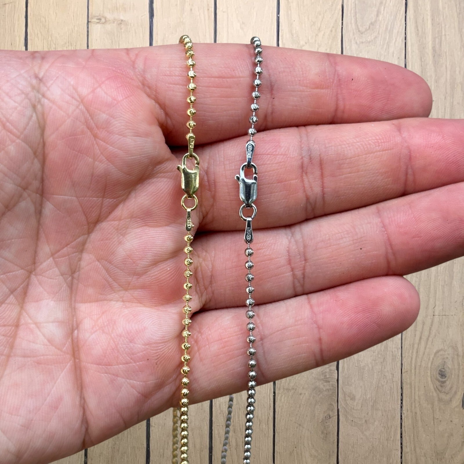 925 Sterling Silver 2mm Bead Chain Necklace