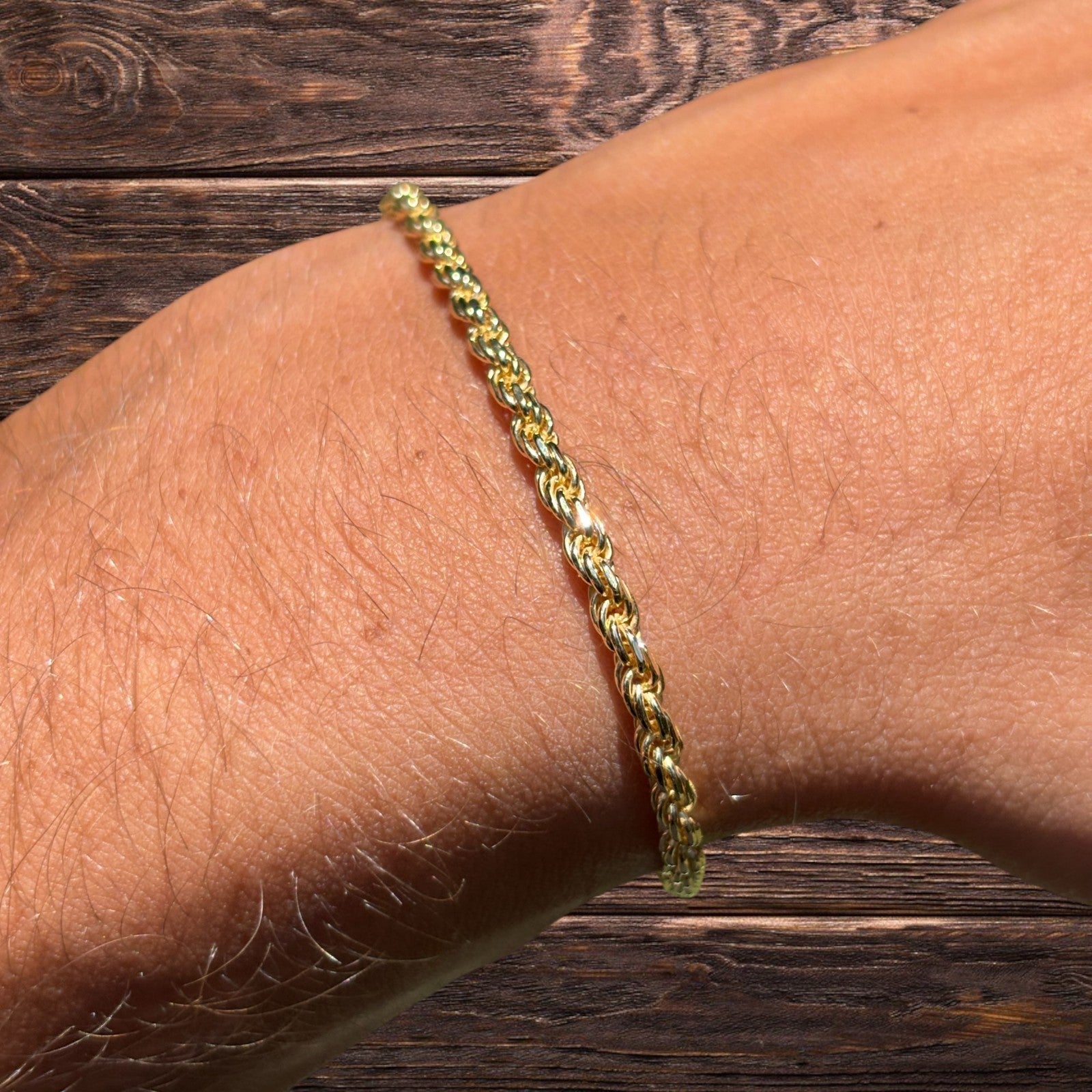 925 Sterling Silver 3mm Diamond Cut Rope Bracelet