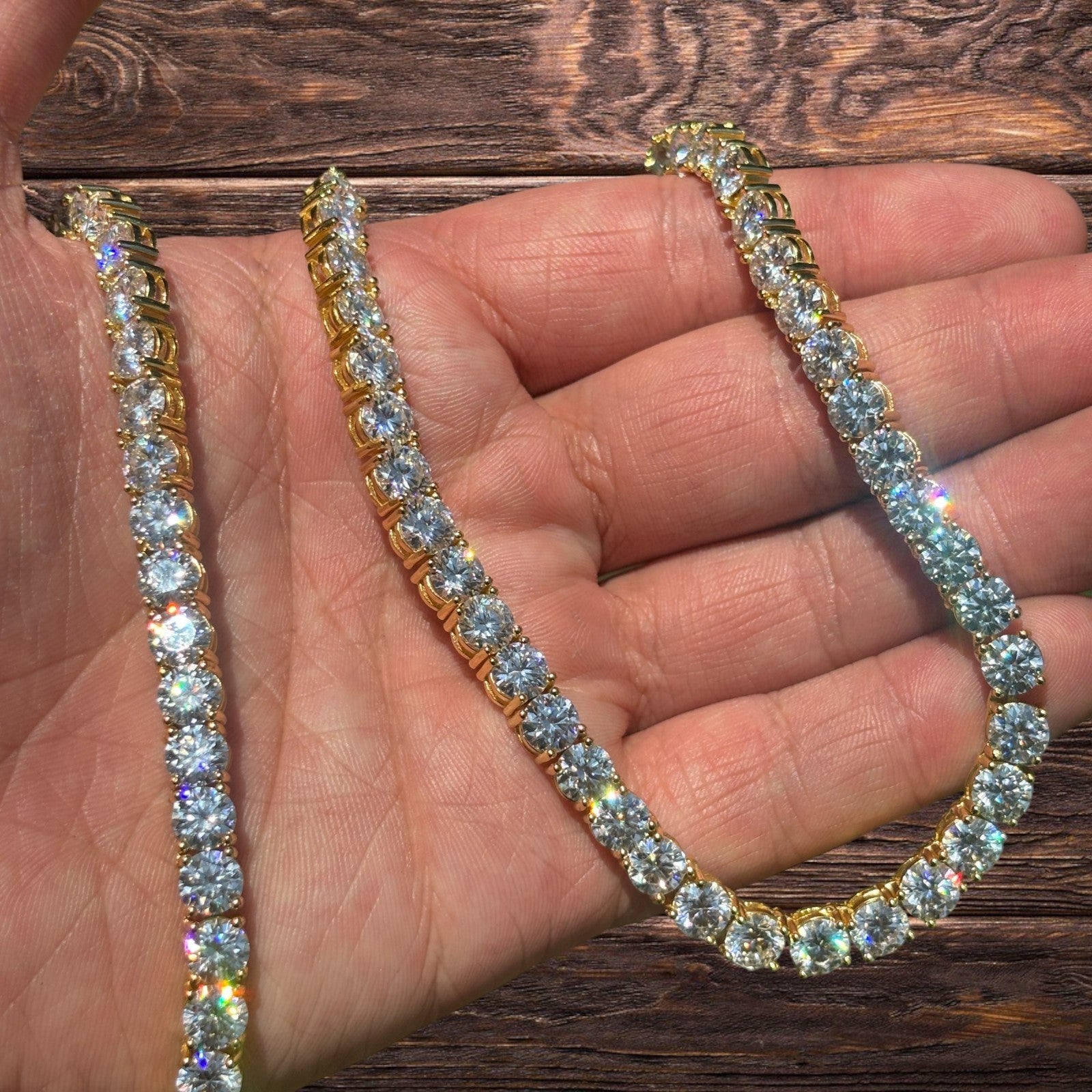 925 Sterling Silver 6mm Tennis Chain Necklace - CZ Or Moissanite