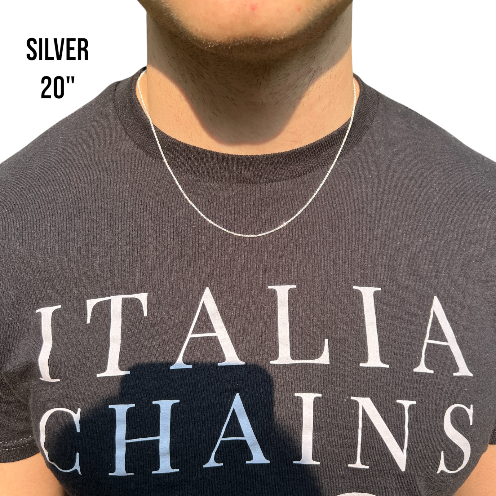 925 Sterling Silver 1mm Sparkle Rock Chain Necklace