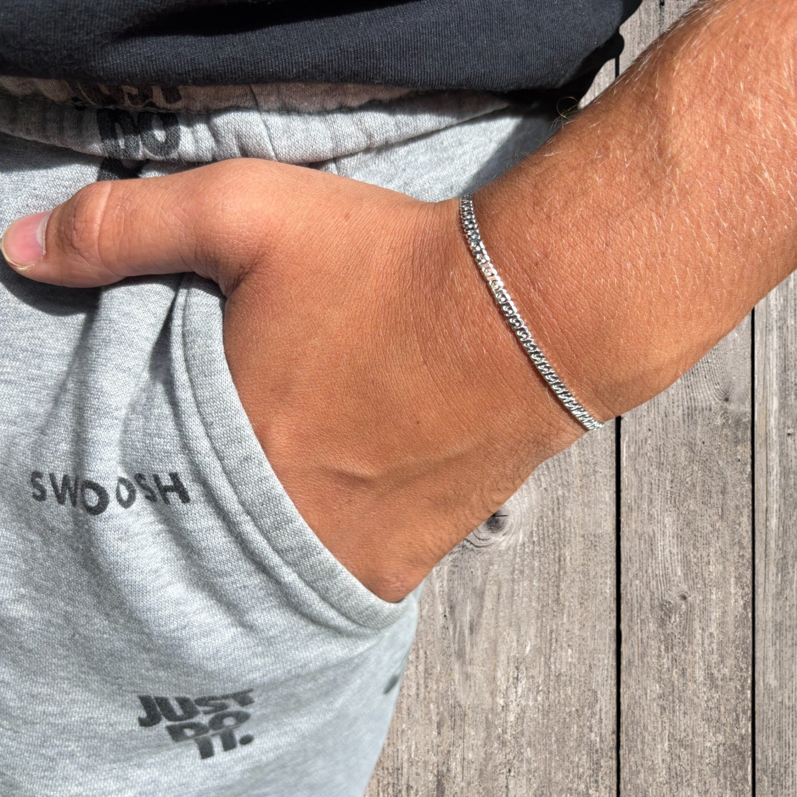 925 Sterling Silver 2.5mm Dollar Link Bracelet