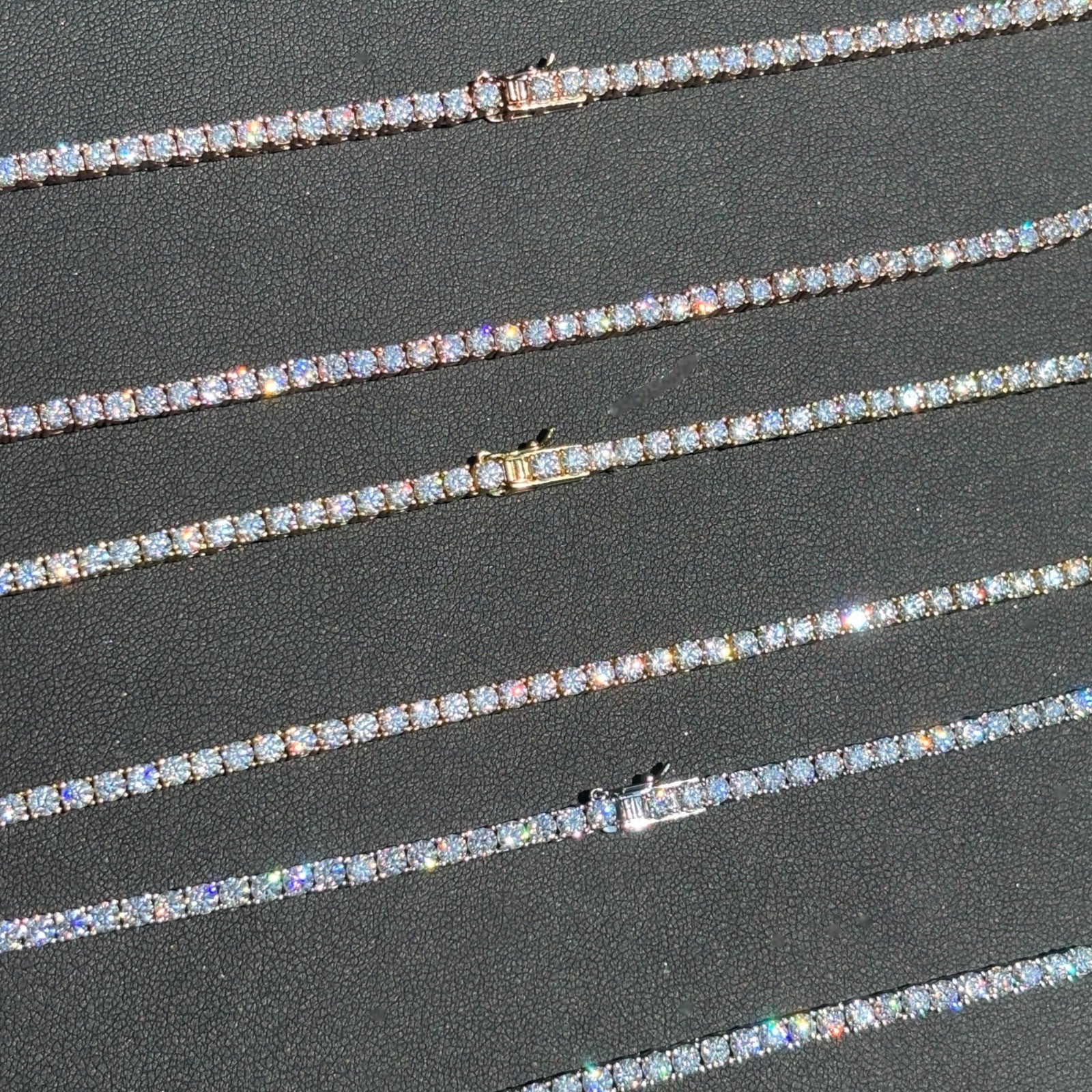 925 Sterling Silver 3mm Tennis Chain Necklace - CZ Or Moissanite