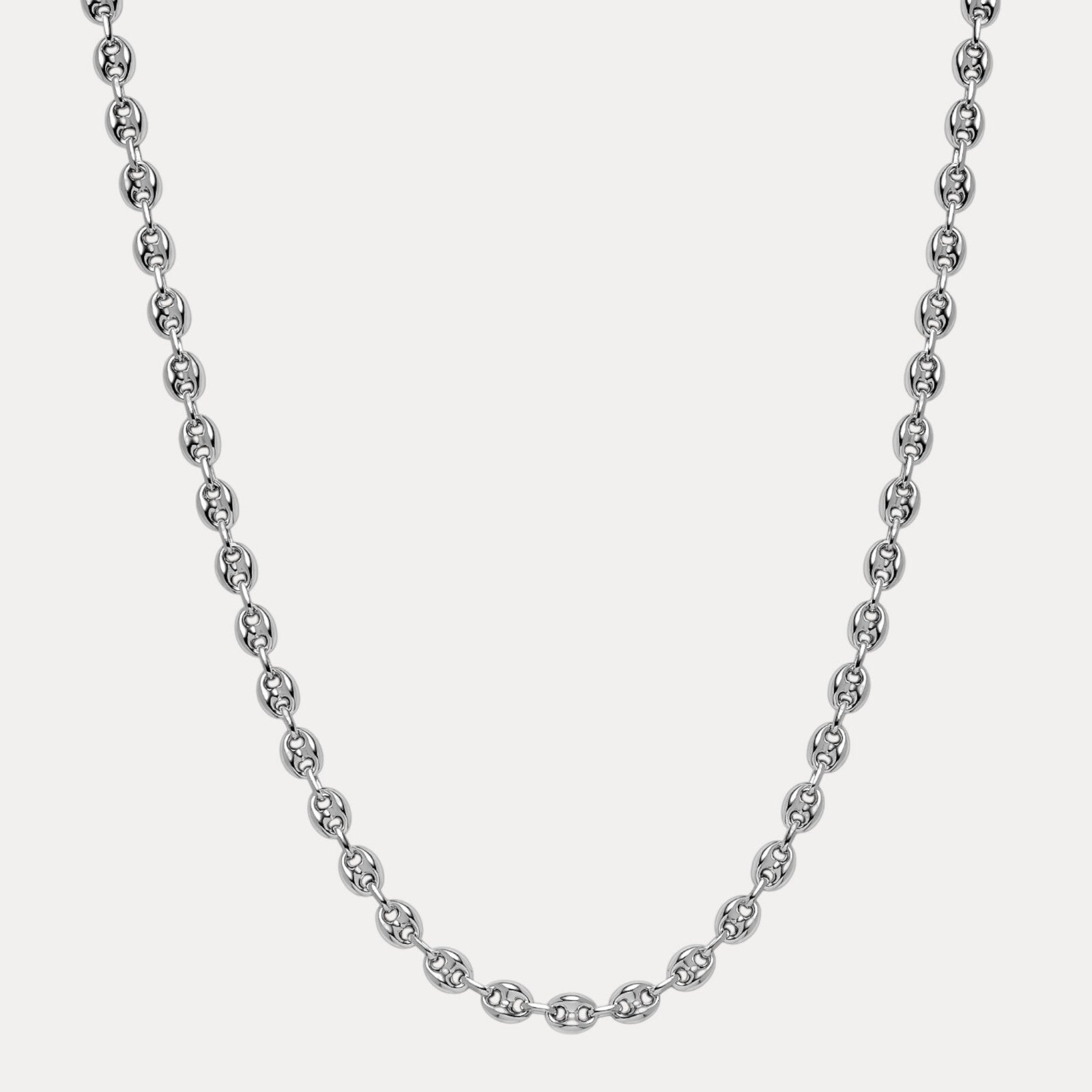 925 Sterling Silver 8mm Puffed Gucci Chain Necklace