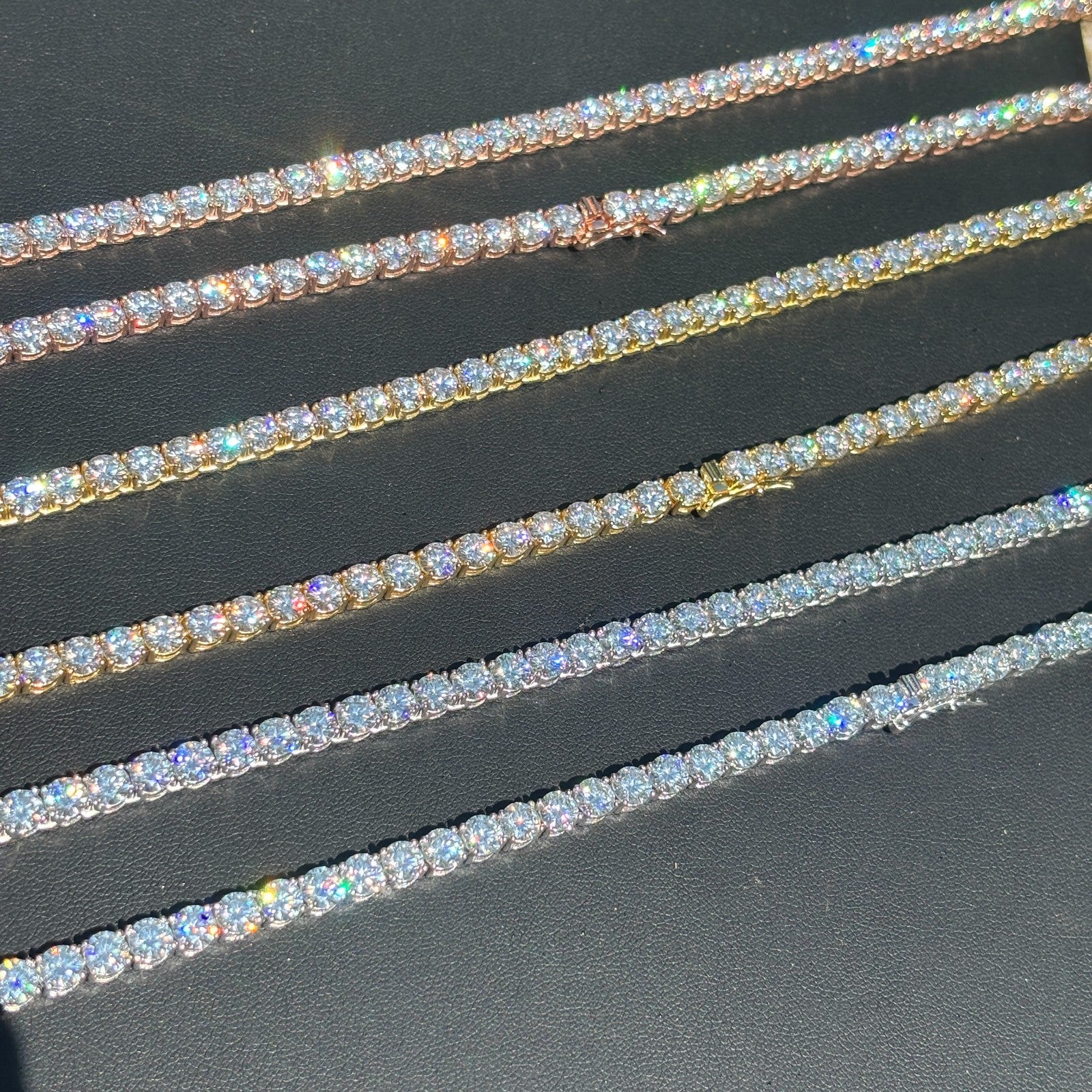 925 Sterling Silver 5mm Tennis Chain Necklace - CZ Or Moissanite