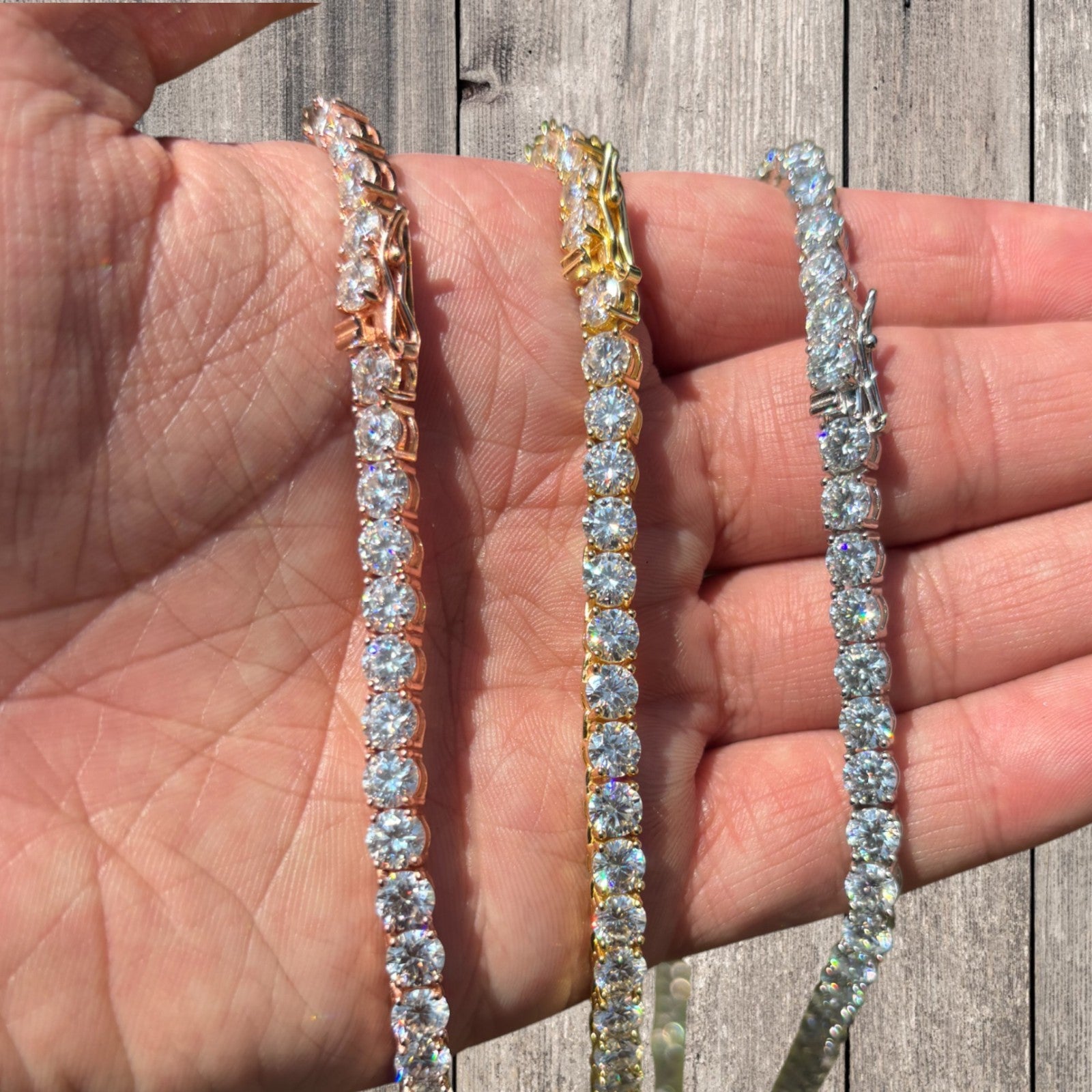 925 Sterling Silver 5mm Tennis Chain Necklace - CZ Or Moissanite